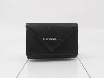 Paper Leather Tri-fold Wallet, Black