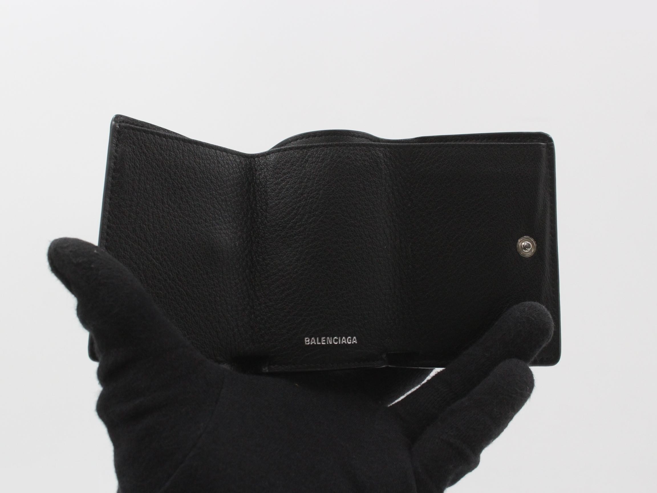 Paper Leather Tri-fold Wallet, Black — view 4