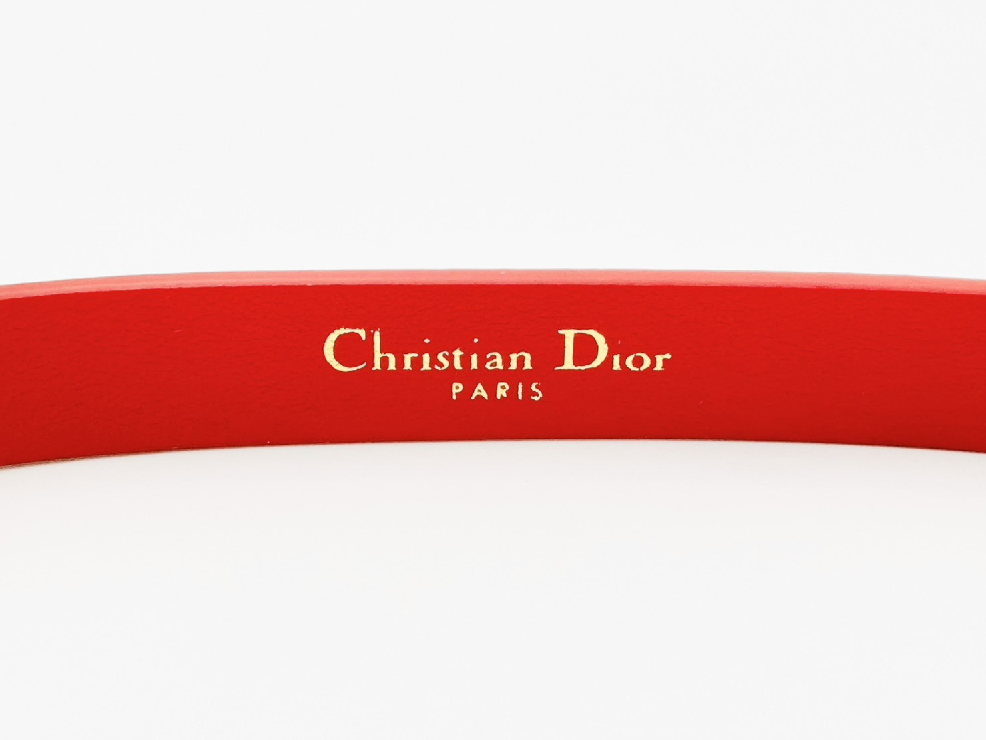 30 MONTAIGNE CD Logo Leather Belt 75 Red x Gold Belt — view 4