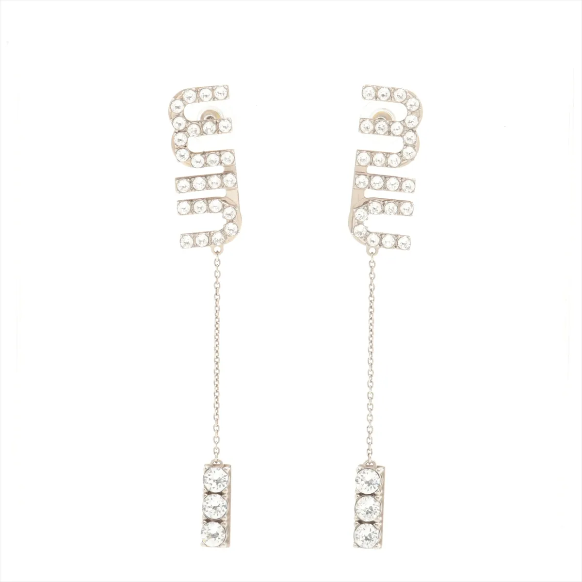 Logo Earrings (for both ears) GP x Rhinestone Silver