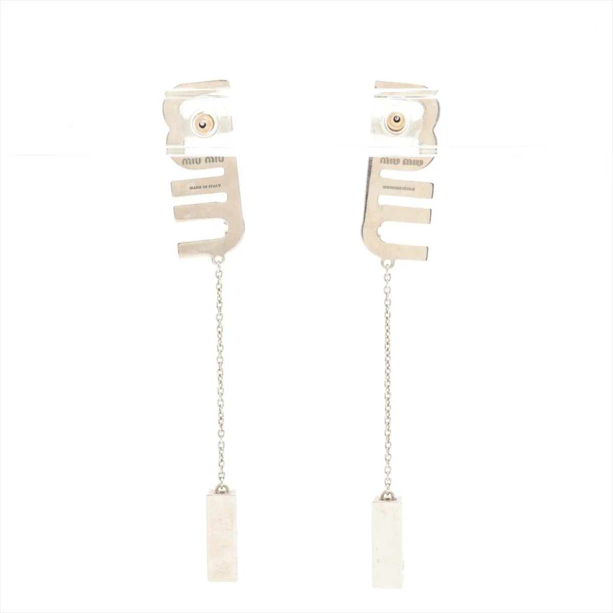 Logo Earrings (for both ears) GP x Rhinestone Silver — view 2