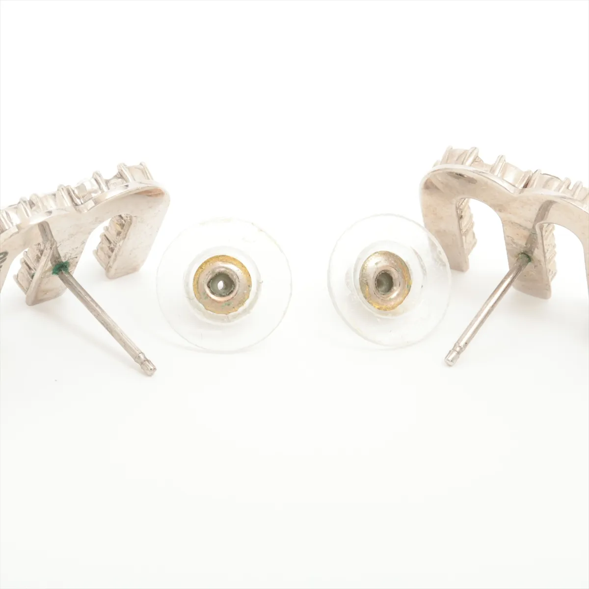 Logo Earrings (for both ears) GP x Rhinestone Silver — view 4