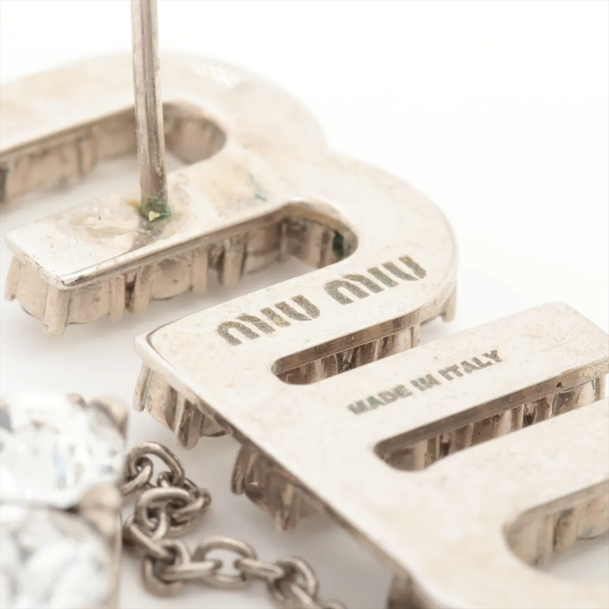 Logo Earrings (for both ears) GP x Rhinestone Silver — view 5