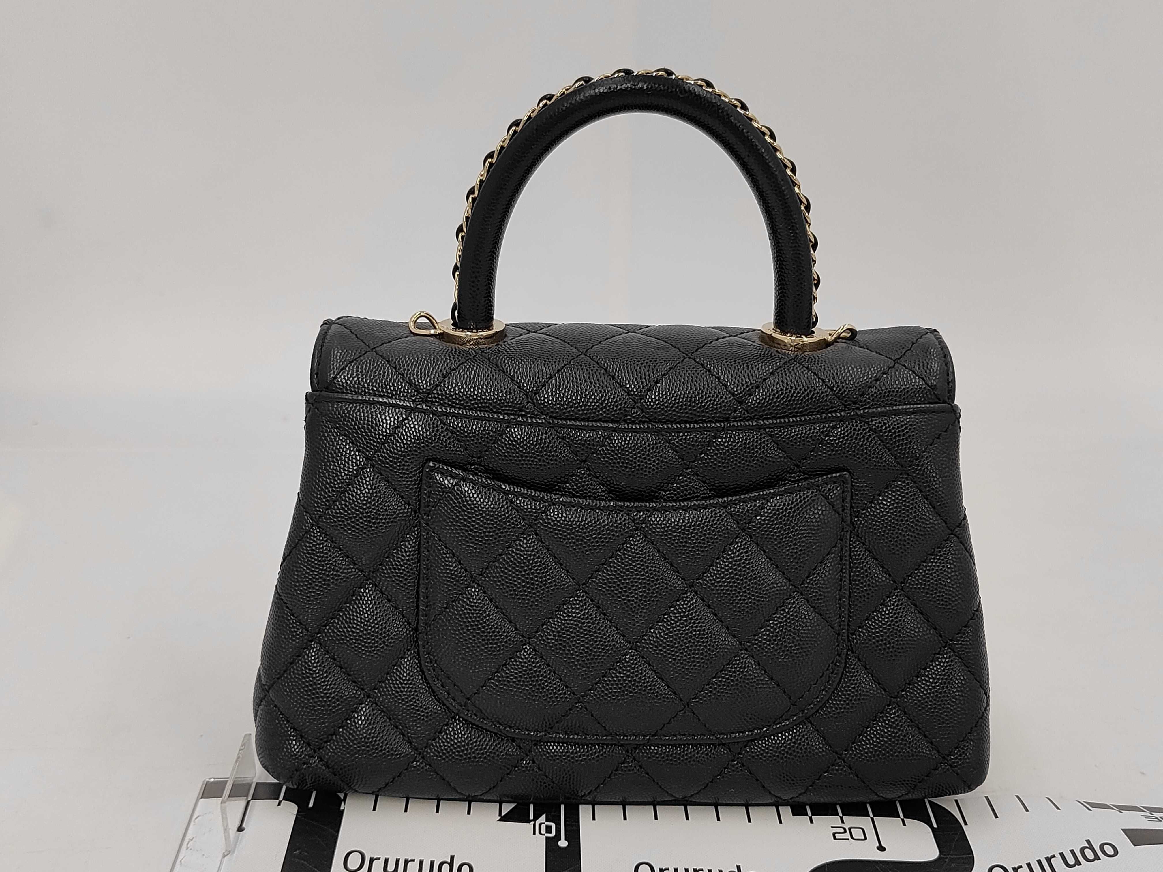 Coco Handle XS 24 Caviar Skin Gold Hardware 2-way Handbag Chain Shoulder Bag Serial Number Plate Black Handbag — view 2