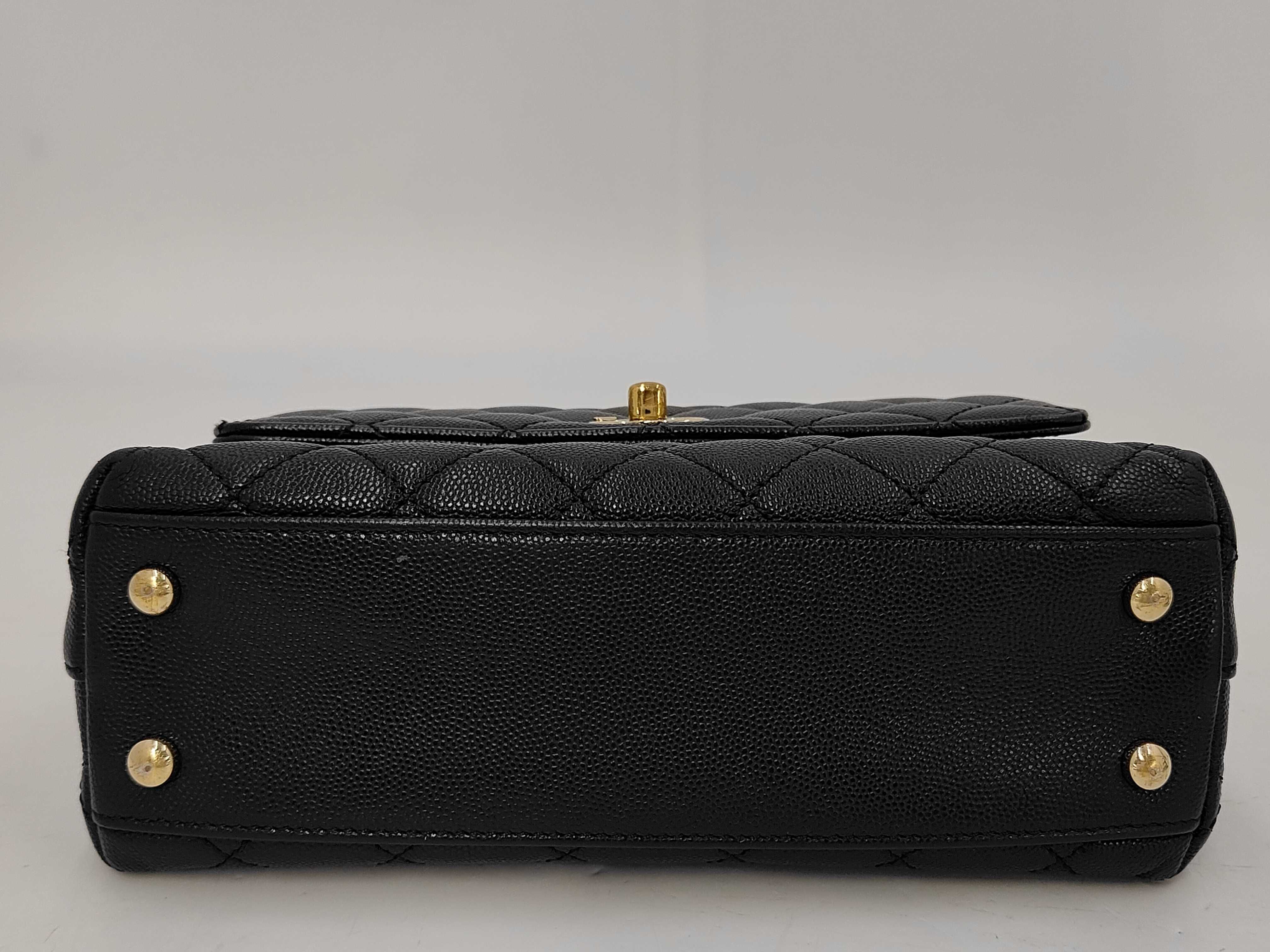 Coco Handle XS 24 Caviar Skin Gold Hardware 2-way Handbag Chain Shoulder Bag Serial Number Plate Black Handbag — view 4