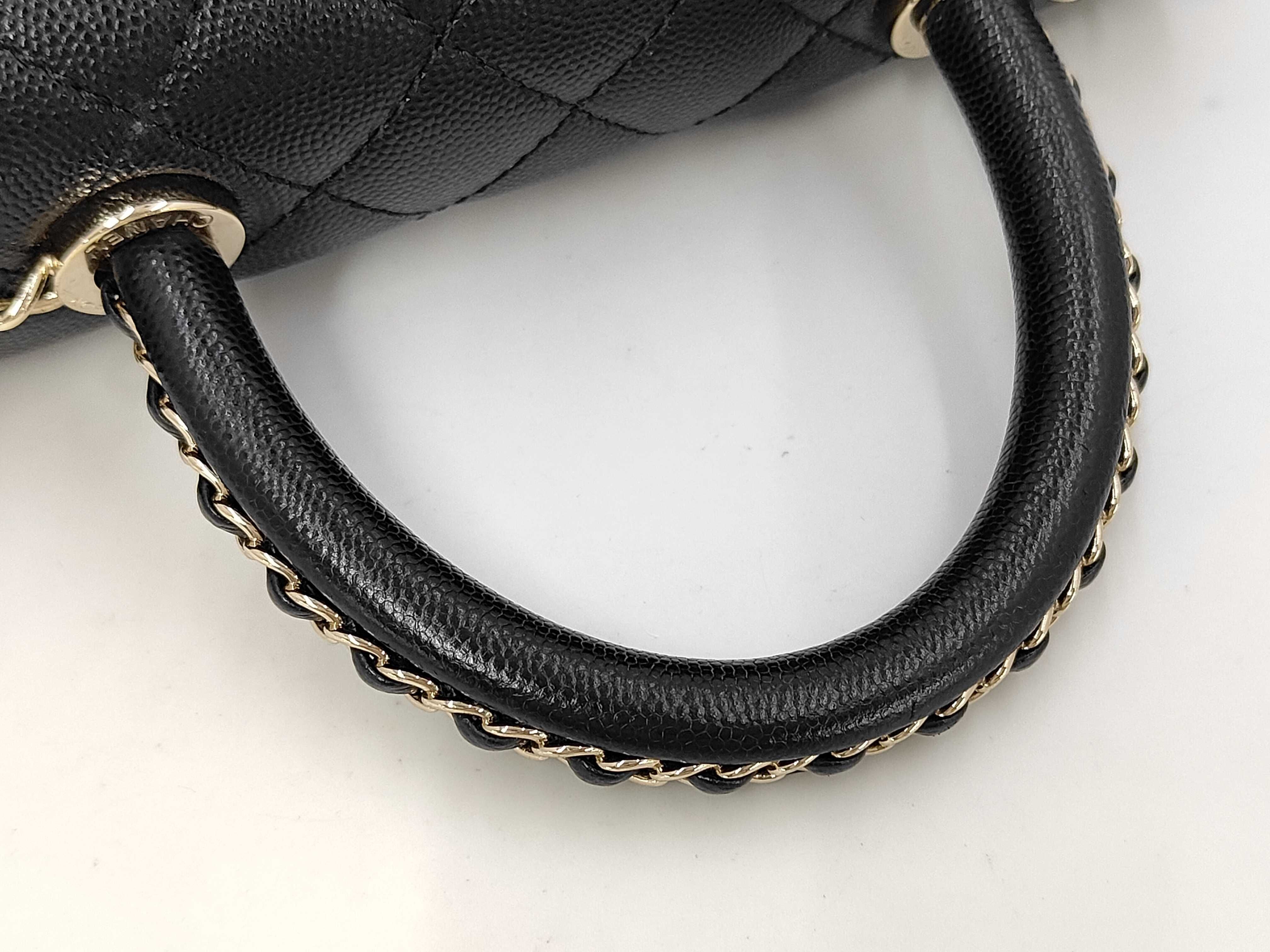 Coco Handle XS 24 Caviar Skin Gold Hardware 2-way Handbag Chain Shoulder Bag Serial Number Plate Black Handbag — view 5