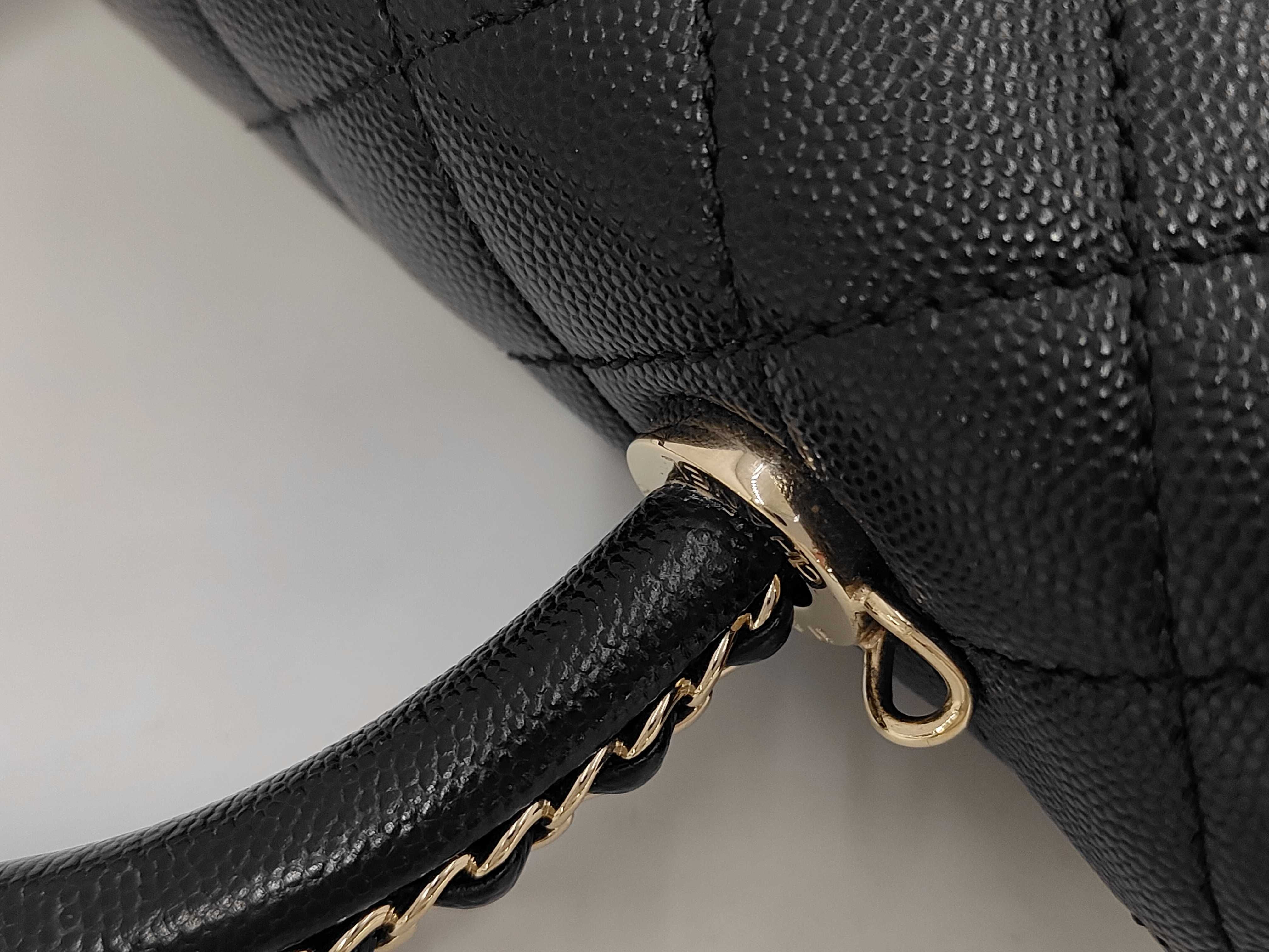 Coco Handle XS 24 Caviar Skin Gold Hardware 2-way Handbag Chain Shoulder Bag Serial Number Plate Black Handbag — view 7