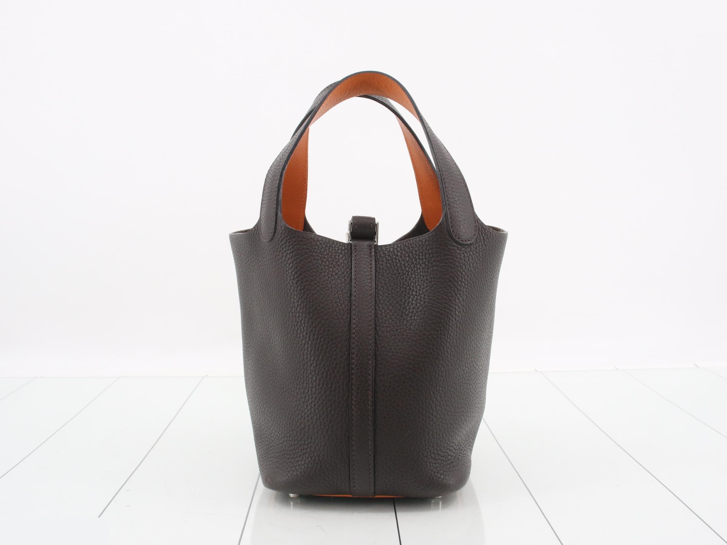 Picotin PM, brown, Taurillon leather, silver hardware, handbag — view 2