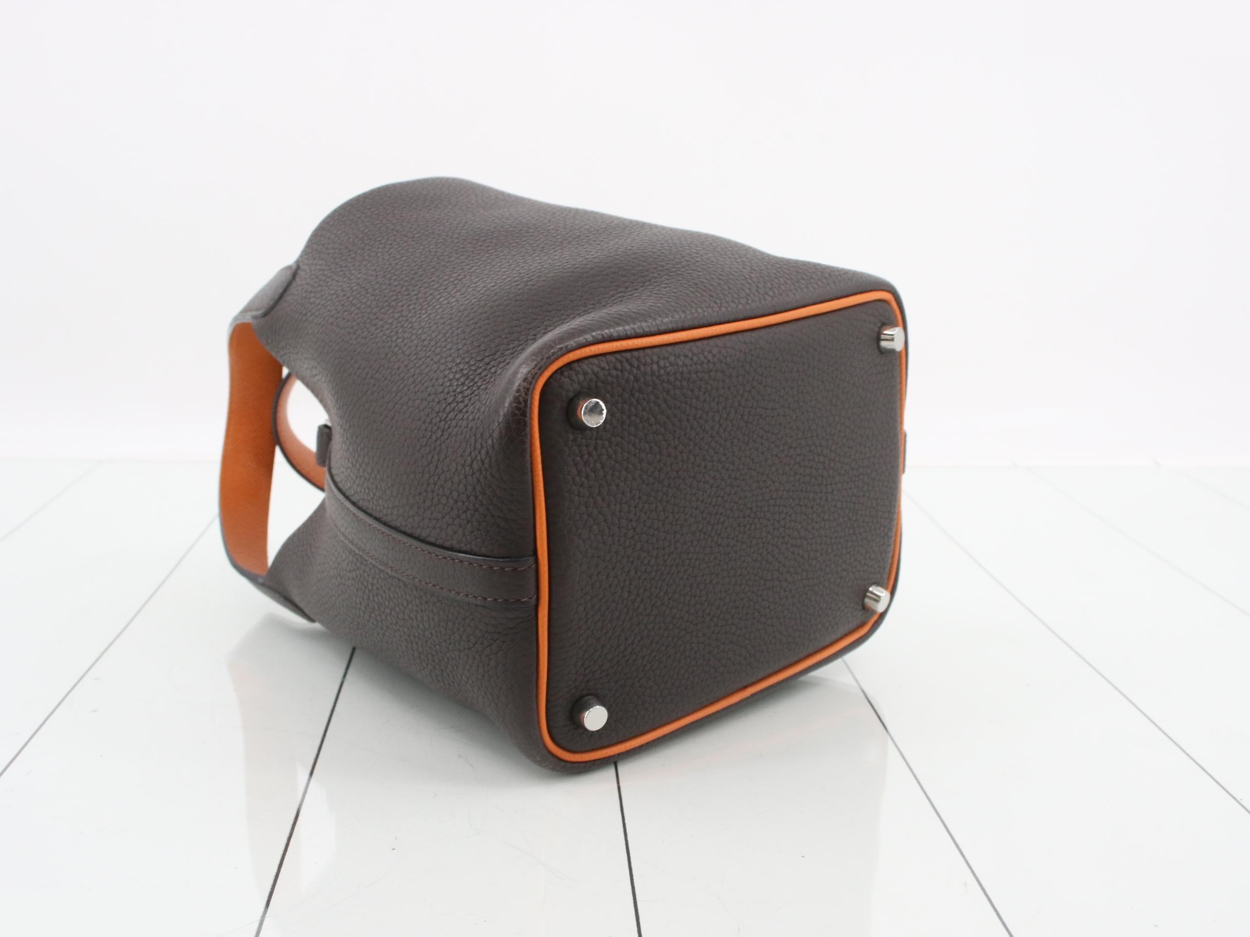 Picotin PM, brown, Taurillon leather, silver hardware, handbag — view 3