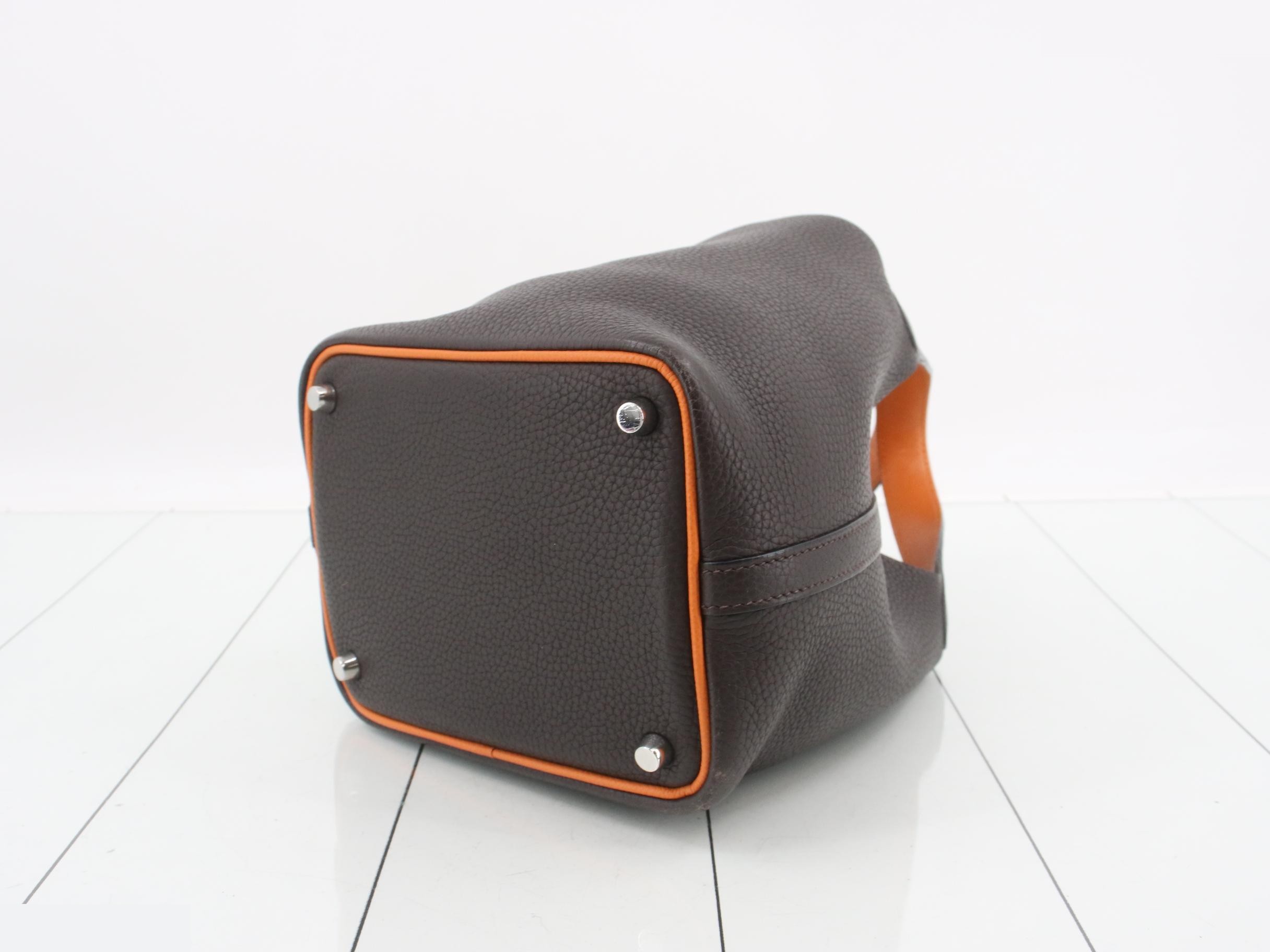 Picotin PM, brown, Taurillon leather, silver hardware, handbag — view 4