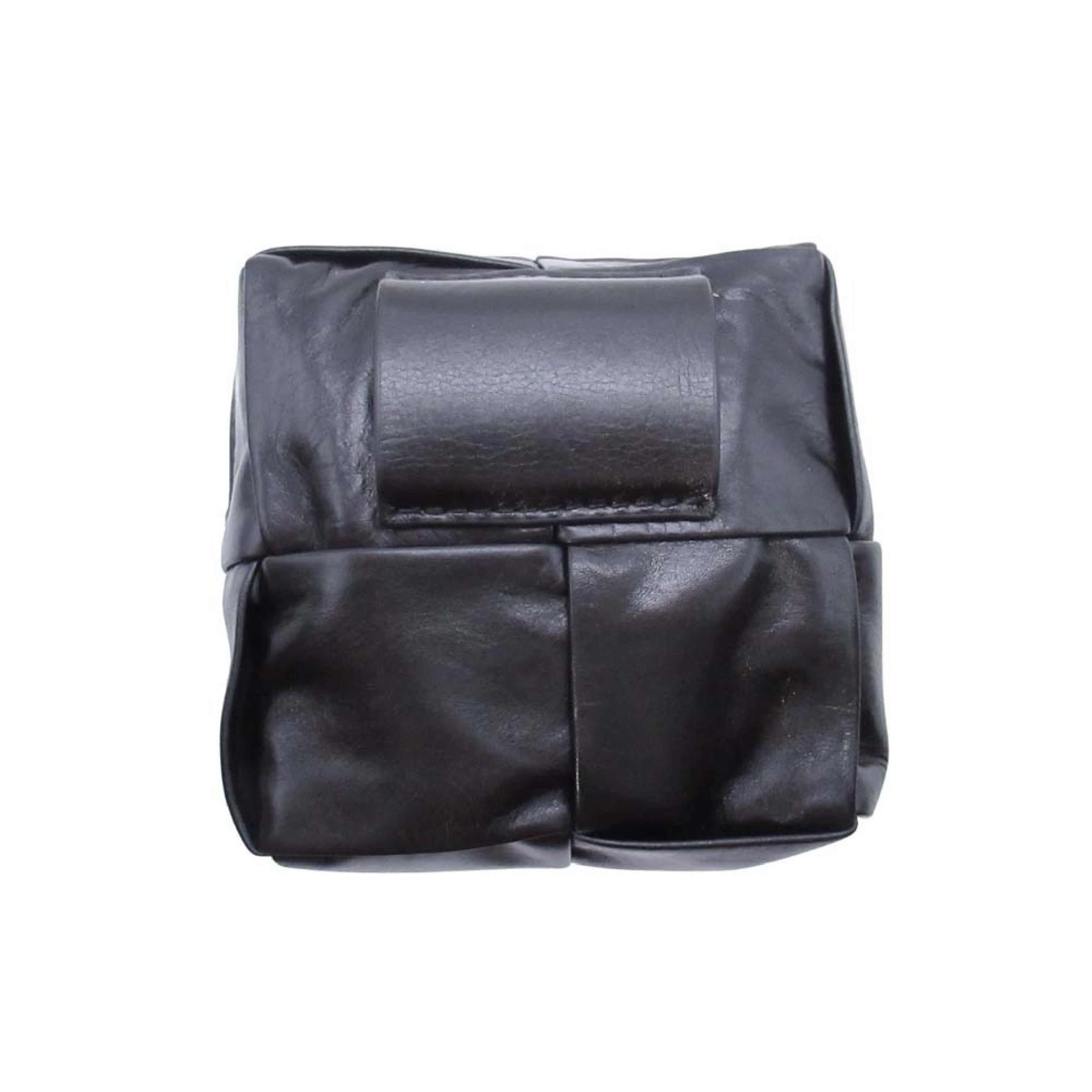Maxi Intrecciato Leather Cassette Belt Pouch Black Waist Bag — view 3
