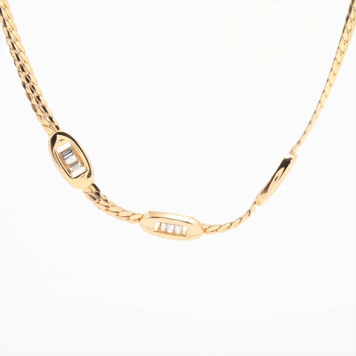 necklace, GP x rhinestones, gold,