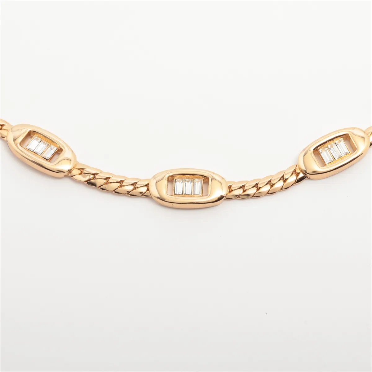 necklace, GP x rhinestones, gold, — view 2