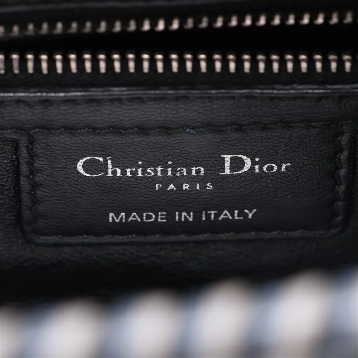 Lady Dior Cannage Tweed x Leather 2-Way Handbag, Blue x Black — view 10