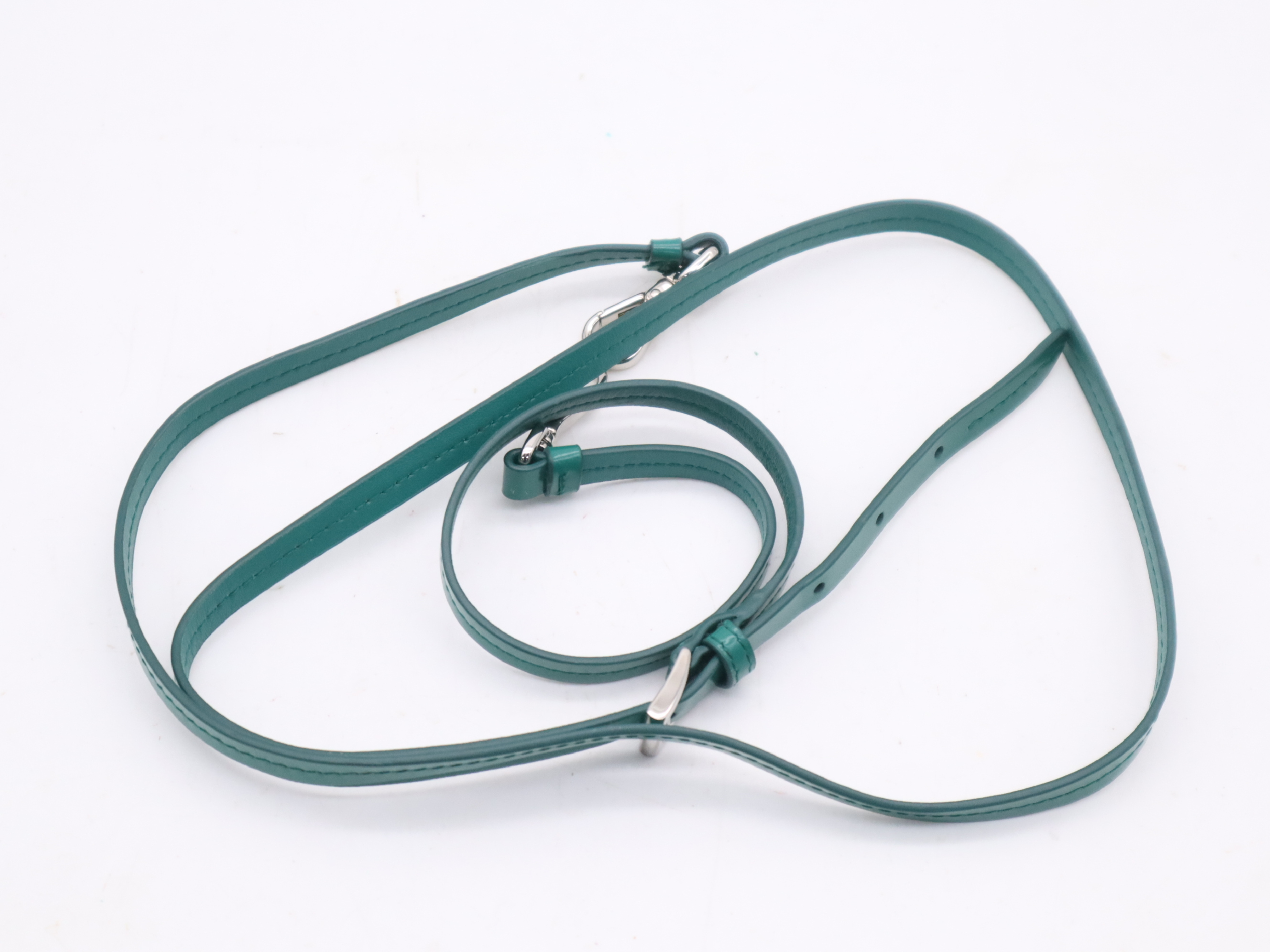 1NR015 Leather Bijou Triangle Mini Pouch Green Silver Hardware with Box Shoulder Bag — view 13