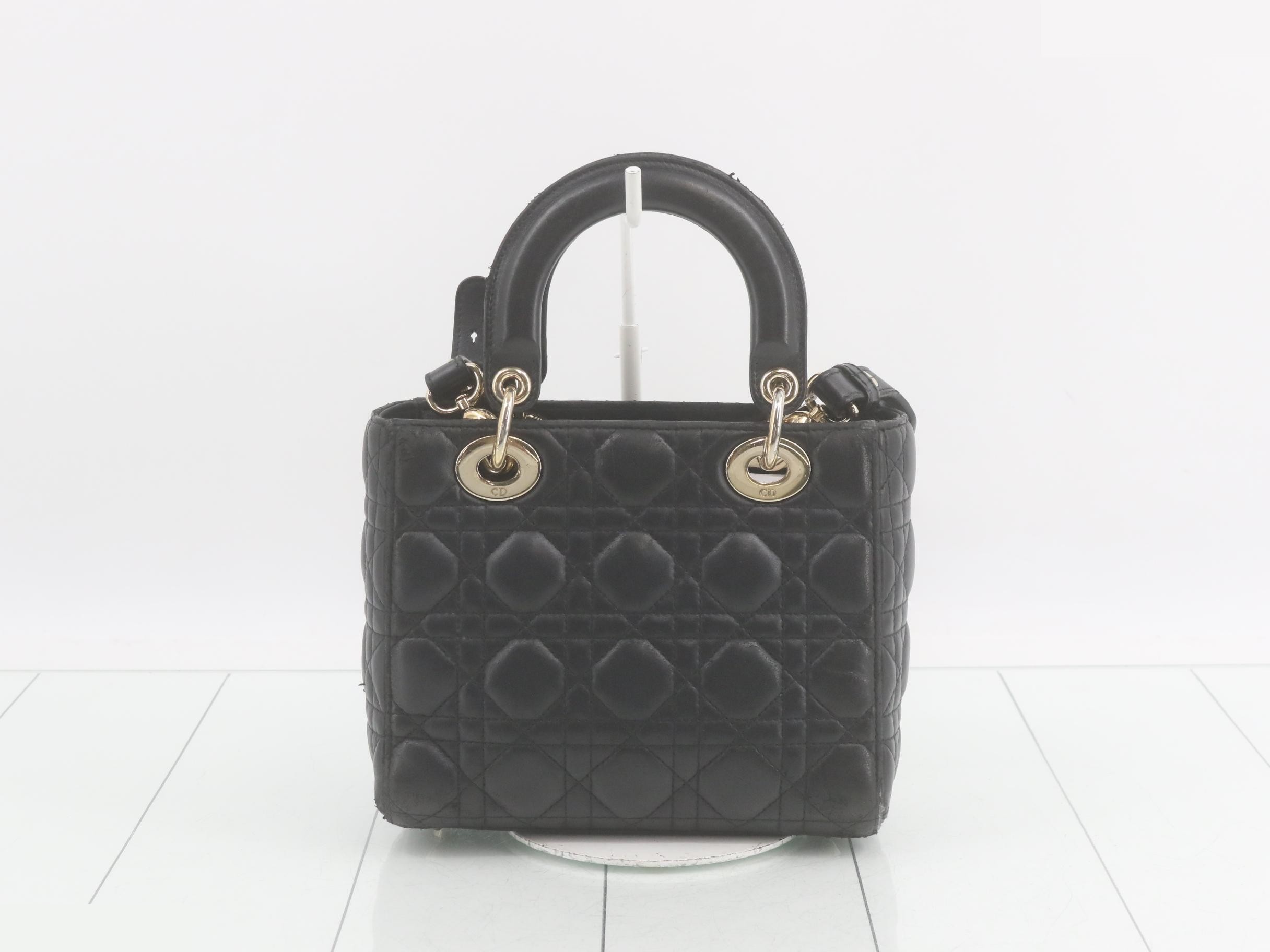 MyABC My Lady Dior Lambskin Black 2-Way Handbag with Strap — view 2