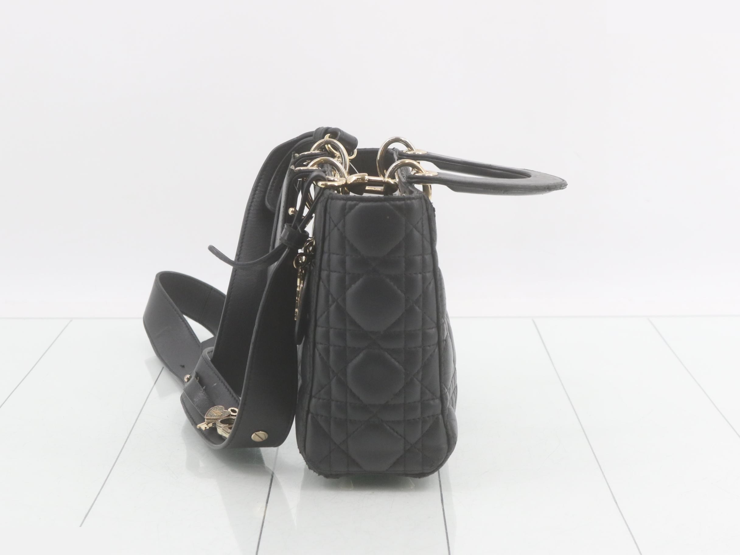 MyABC My Lady Dior Lambskin Black 2-Way Handbag with Strap — view 3