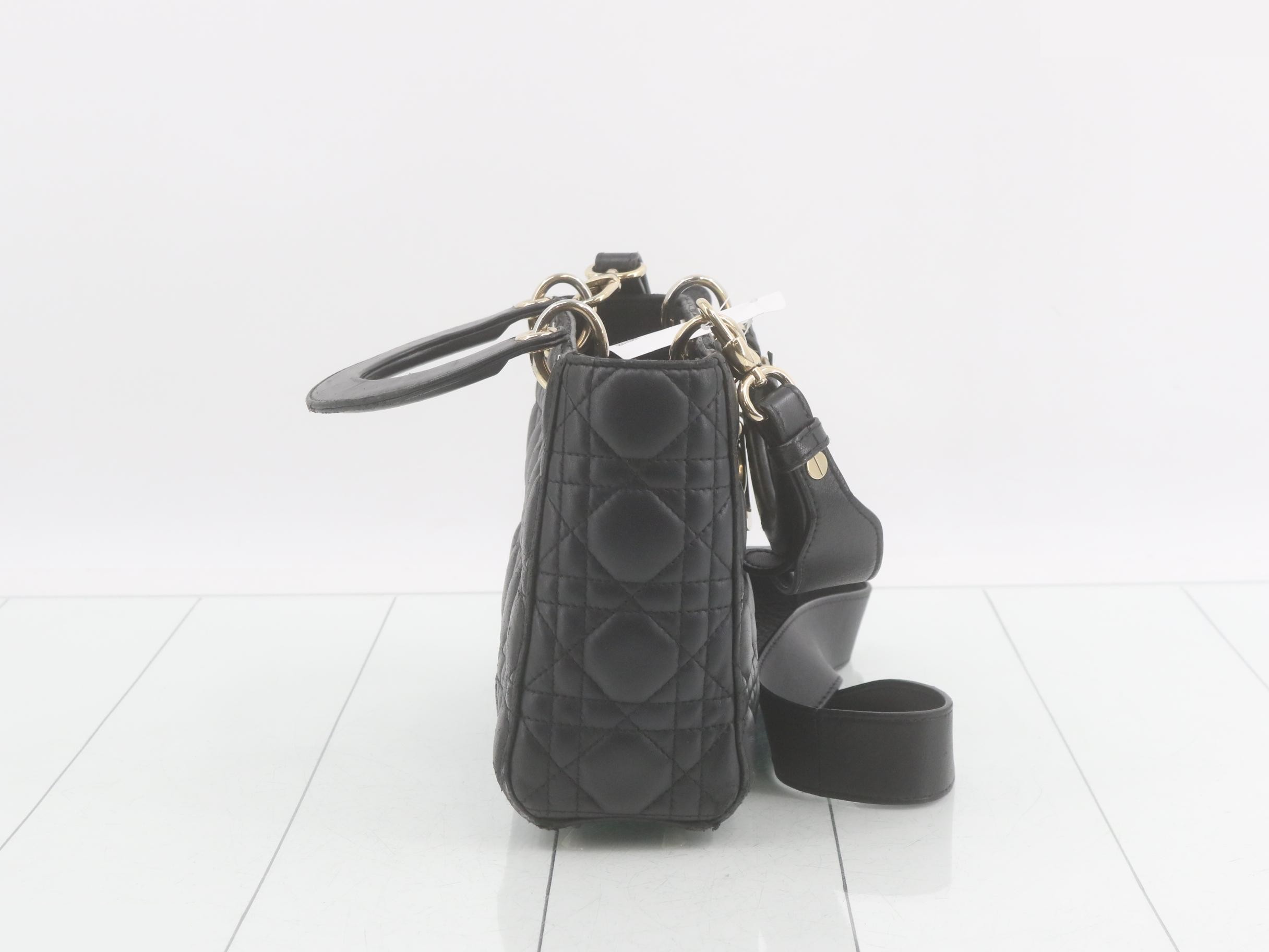 MyABC My Lady Dior Lambskin Black 2-Way Handbag with Strap — view 4