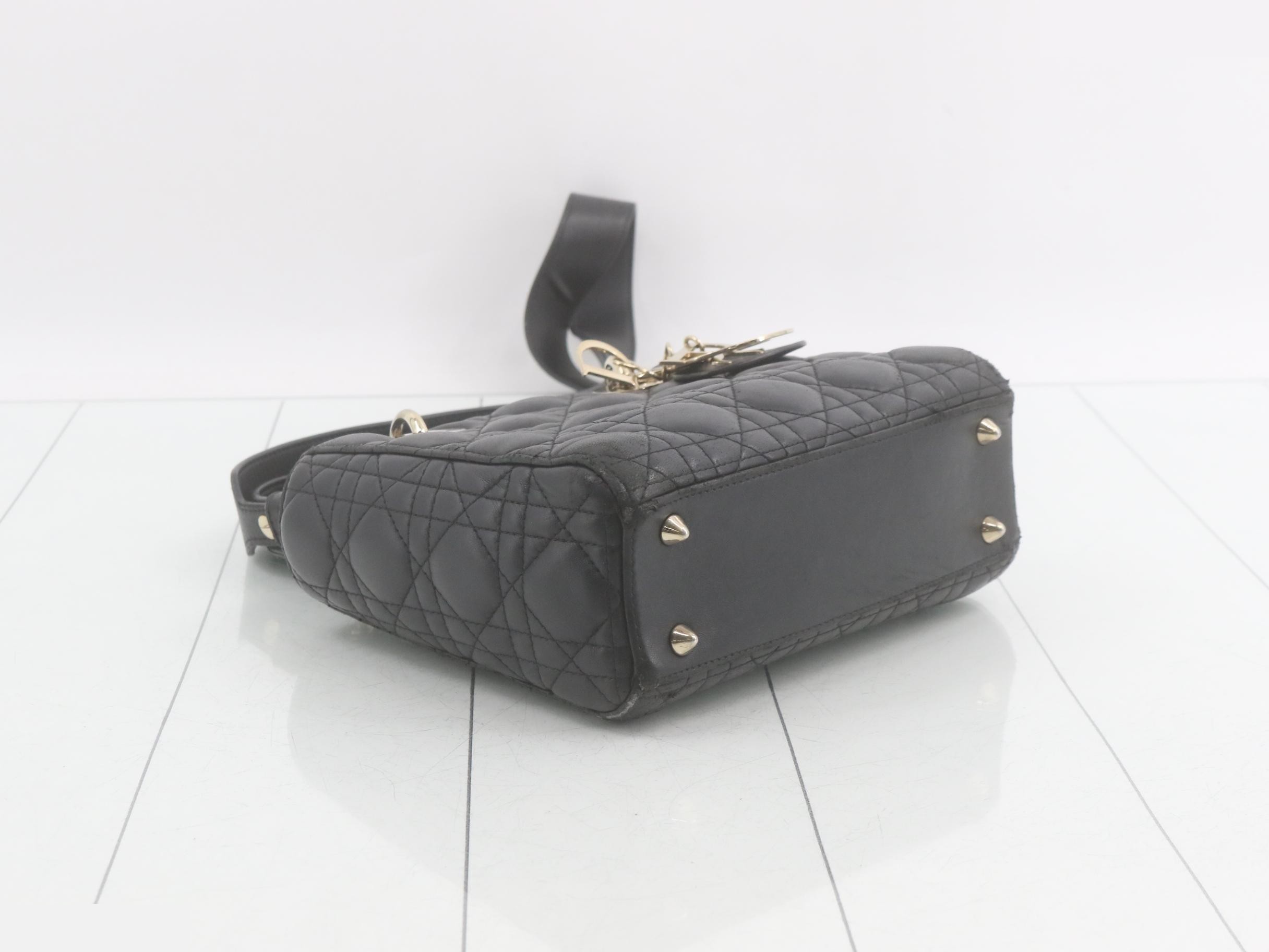MyABC My Lady Dior Lambskin Black 2-Way Handbag with Strap — view 5