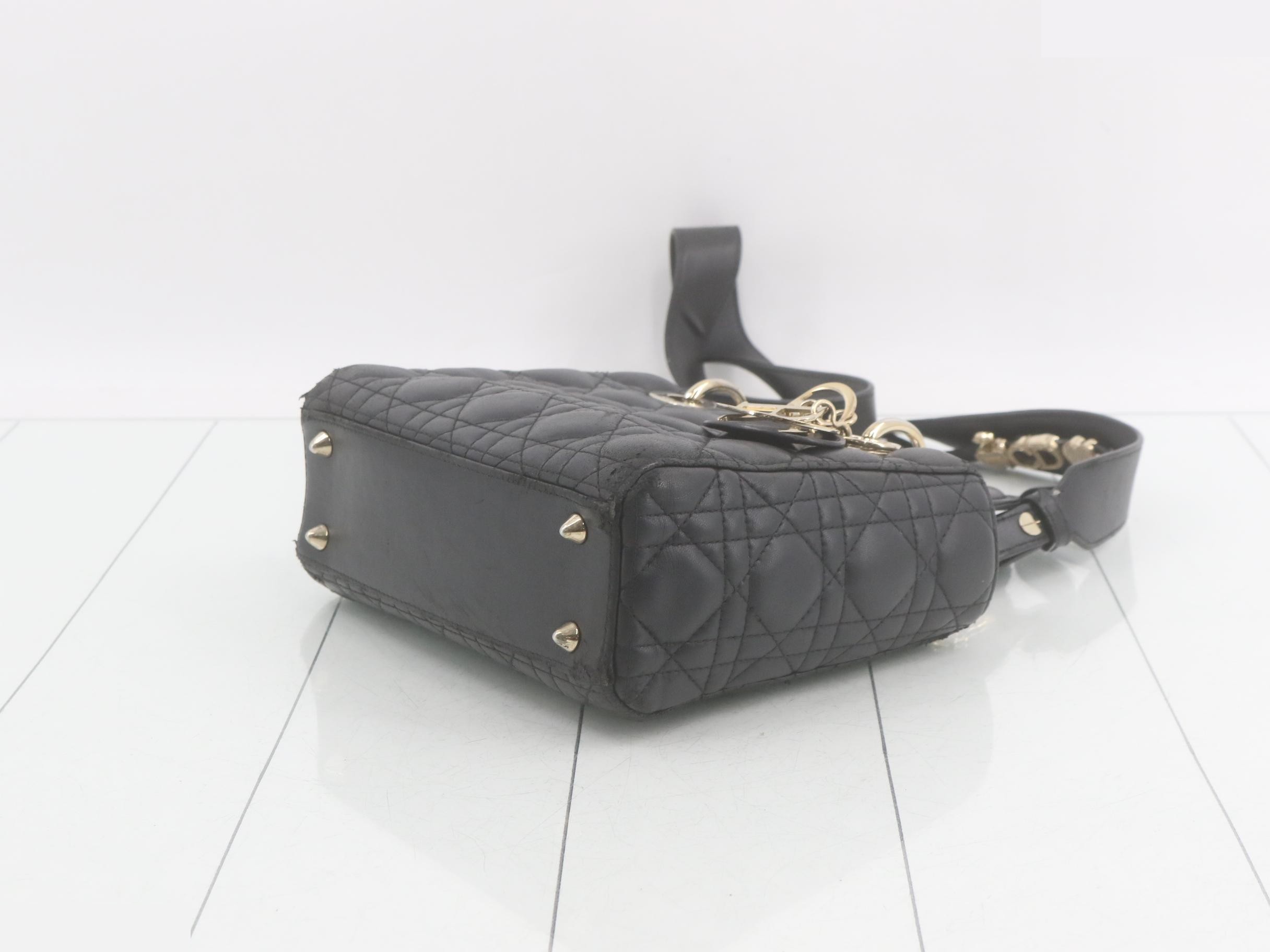 MyABC My Lady Dior Lambskin Black 2-Way Handbag with Strap — view 6
