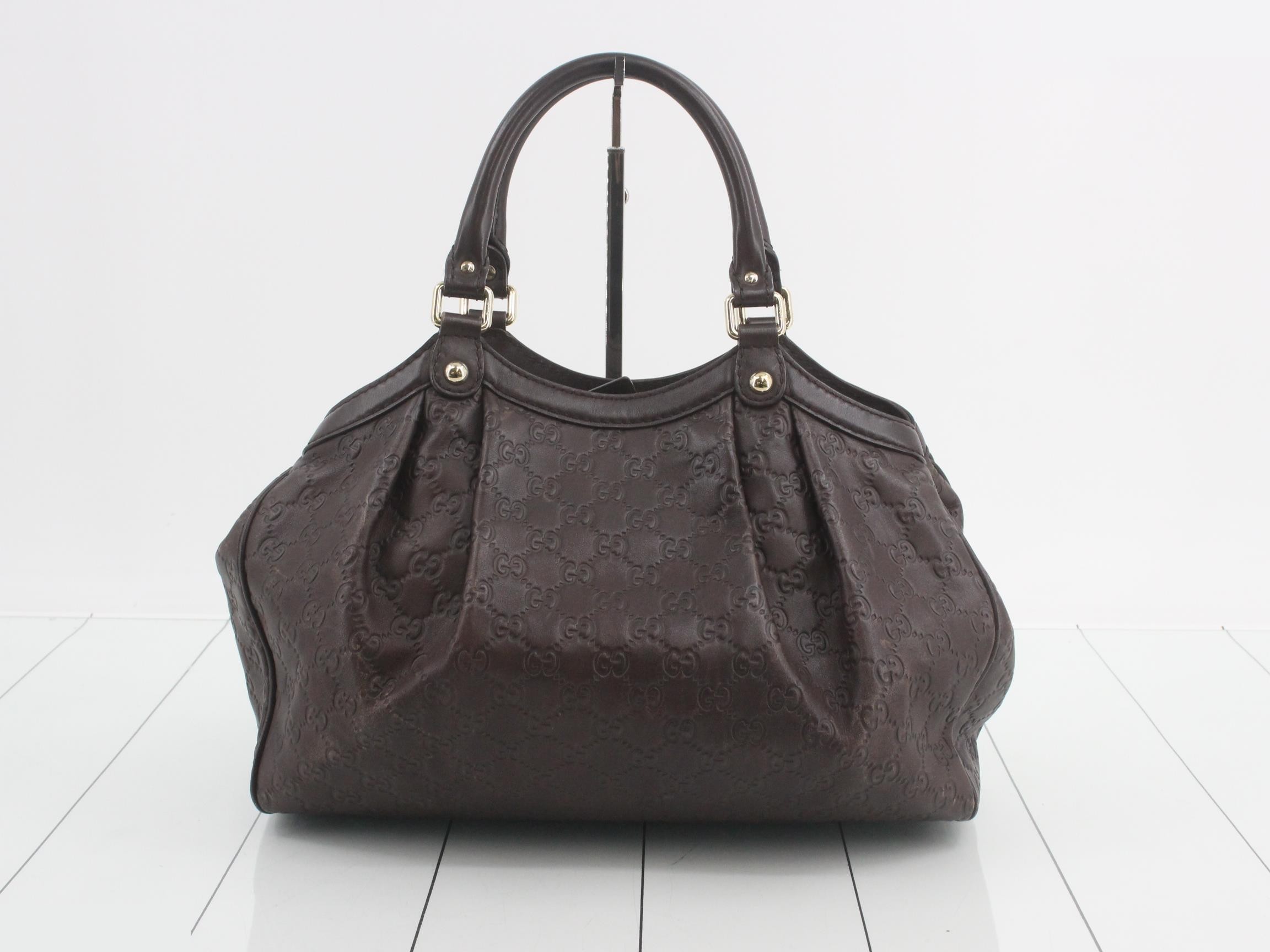 Guccissima Sukey Shopper Tote, Dark Brown, with dust bag and charm. — view 2