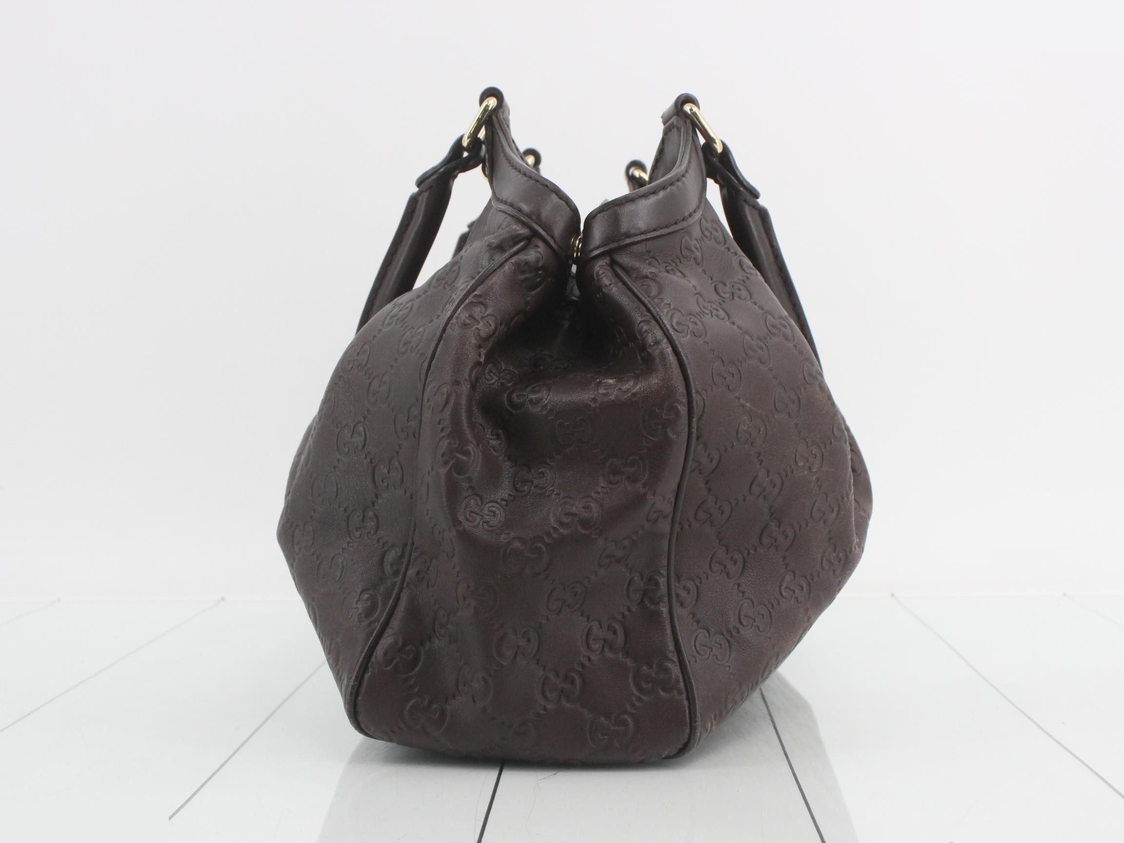 Guccissima Sukey Shopper Tote, Dark Brown, with dust bag and charm. — view 3