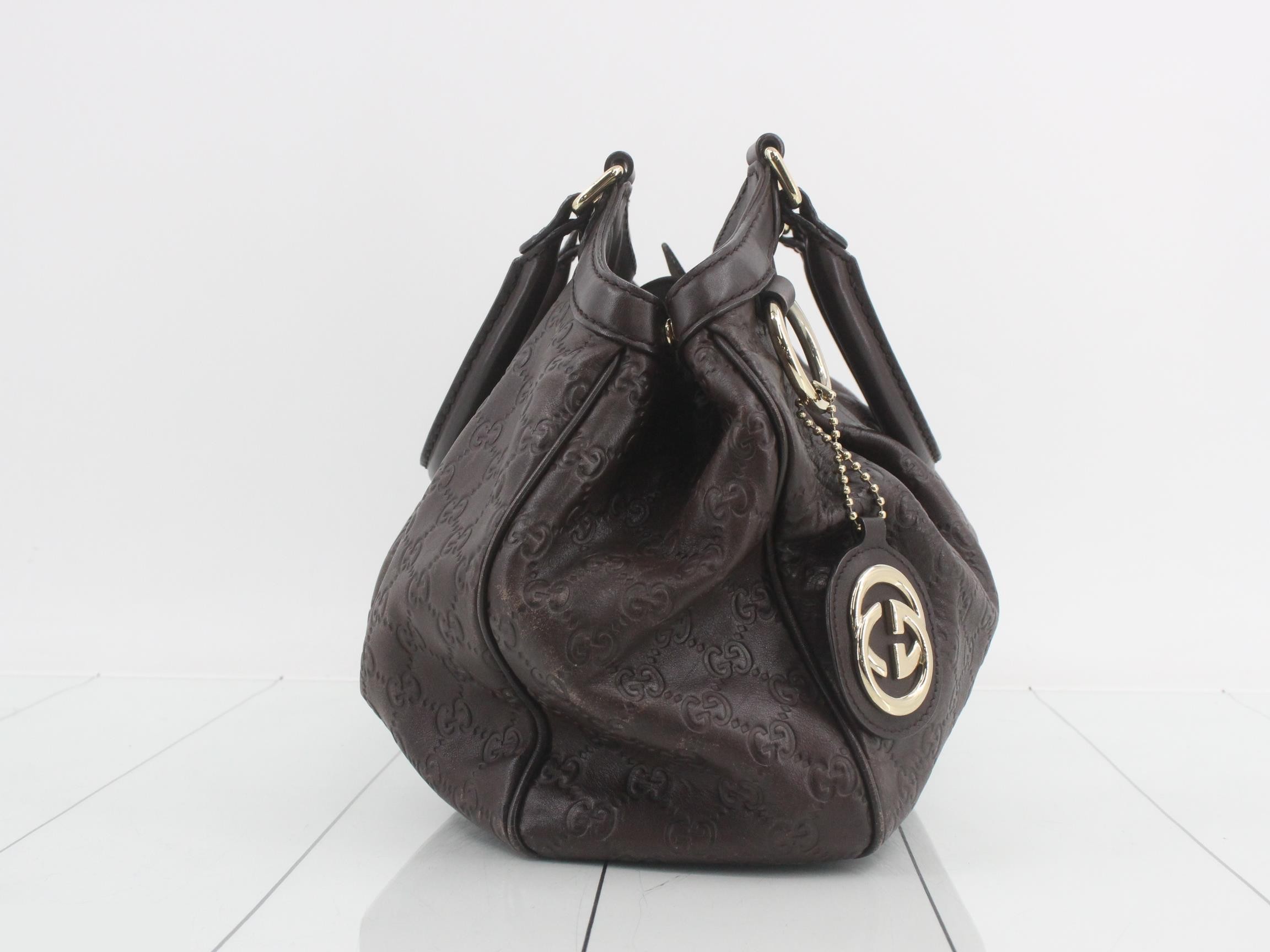 Guccissima Sukey Shopper Tote, Dark Brown, with dust bag and charm. — view 4