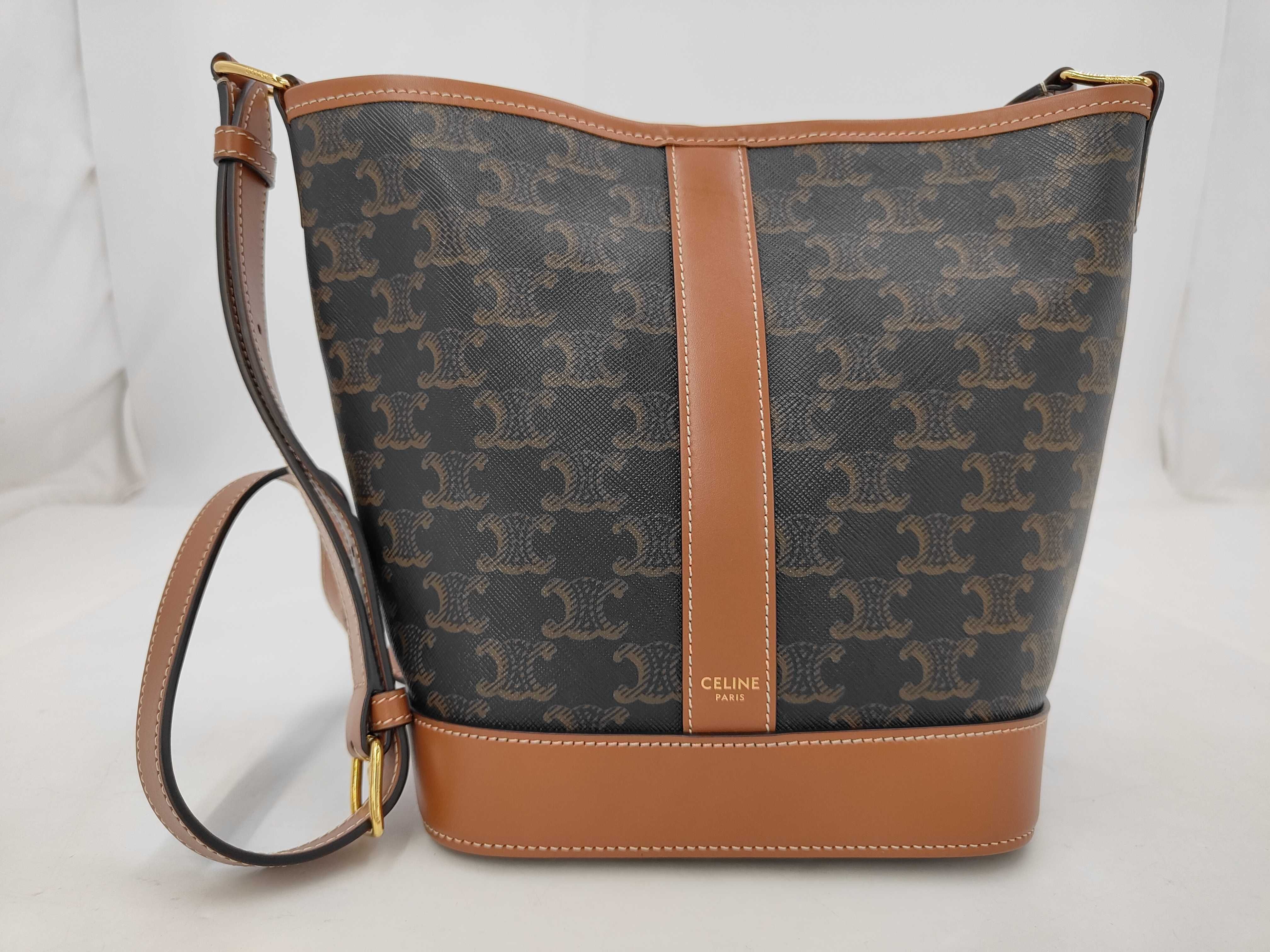 Triomphe PVC x Leather Bucket Shoulder Bag