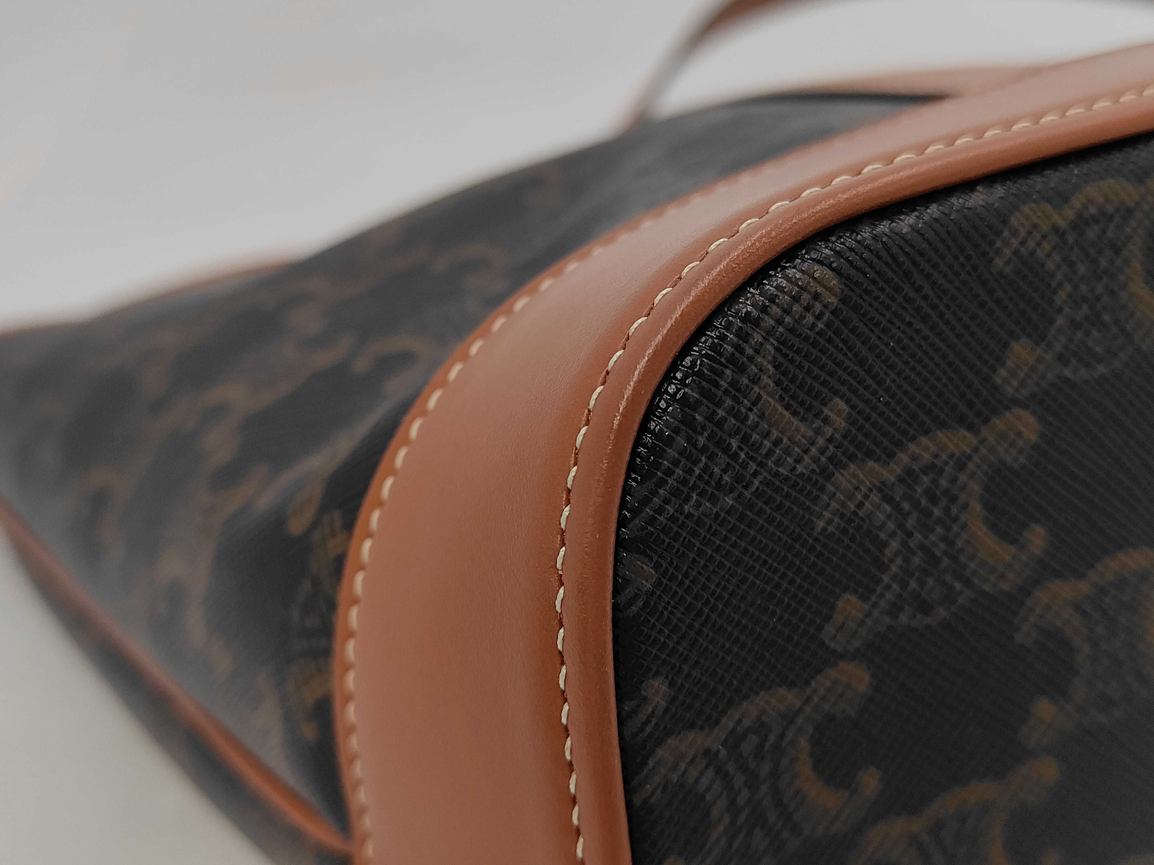 Triomphe PVC x Leather Bucket Shoulder Bag — view 3