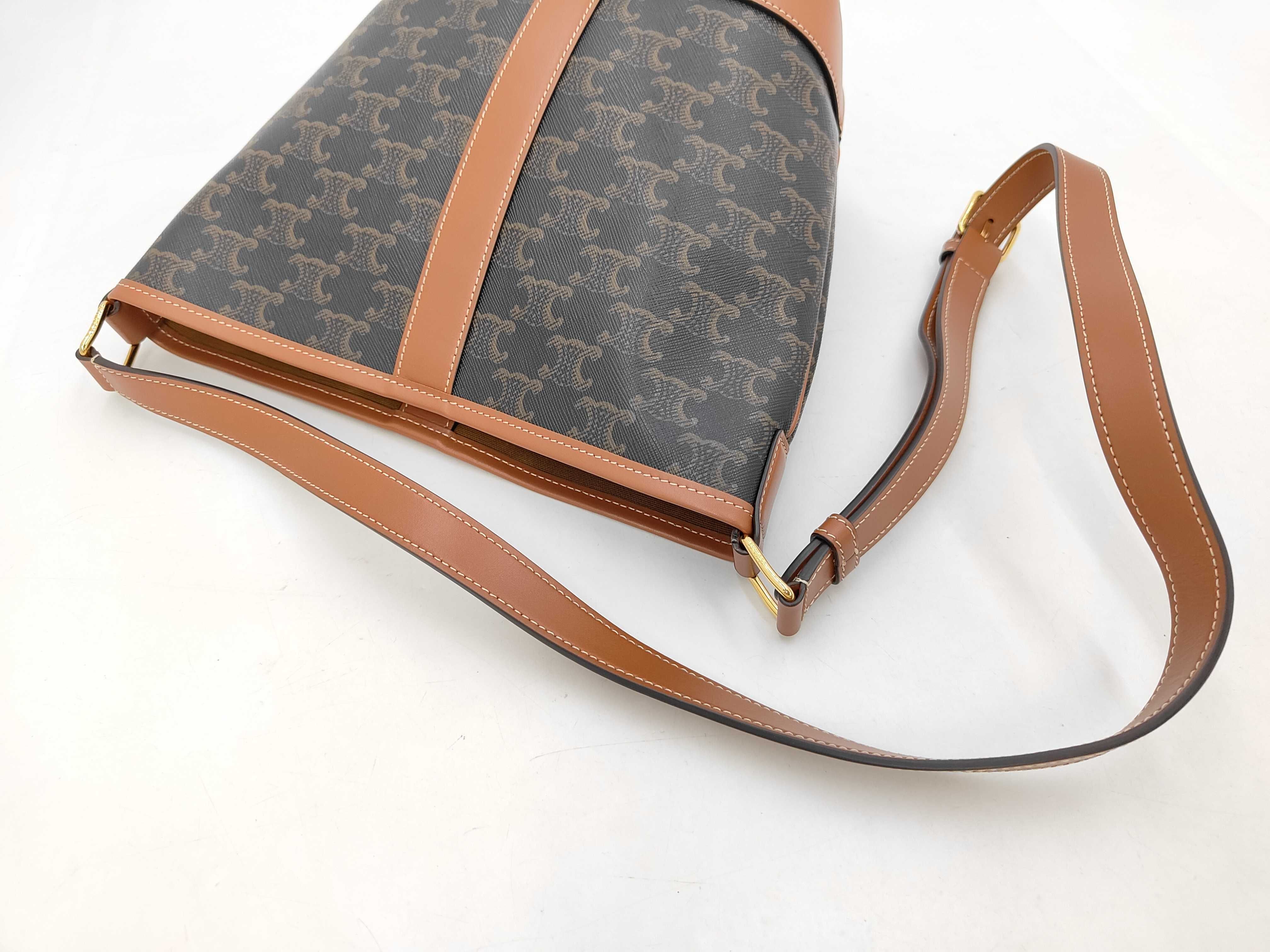 Triomphe PVC x Leather Bucket Shoulder Bag — view 5