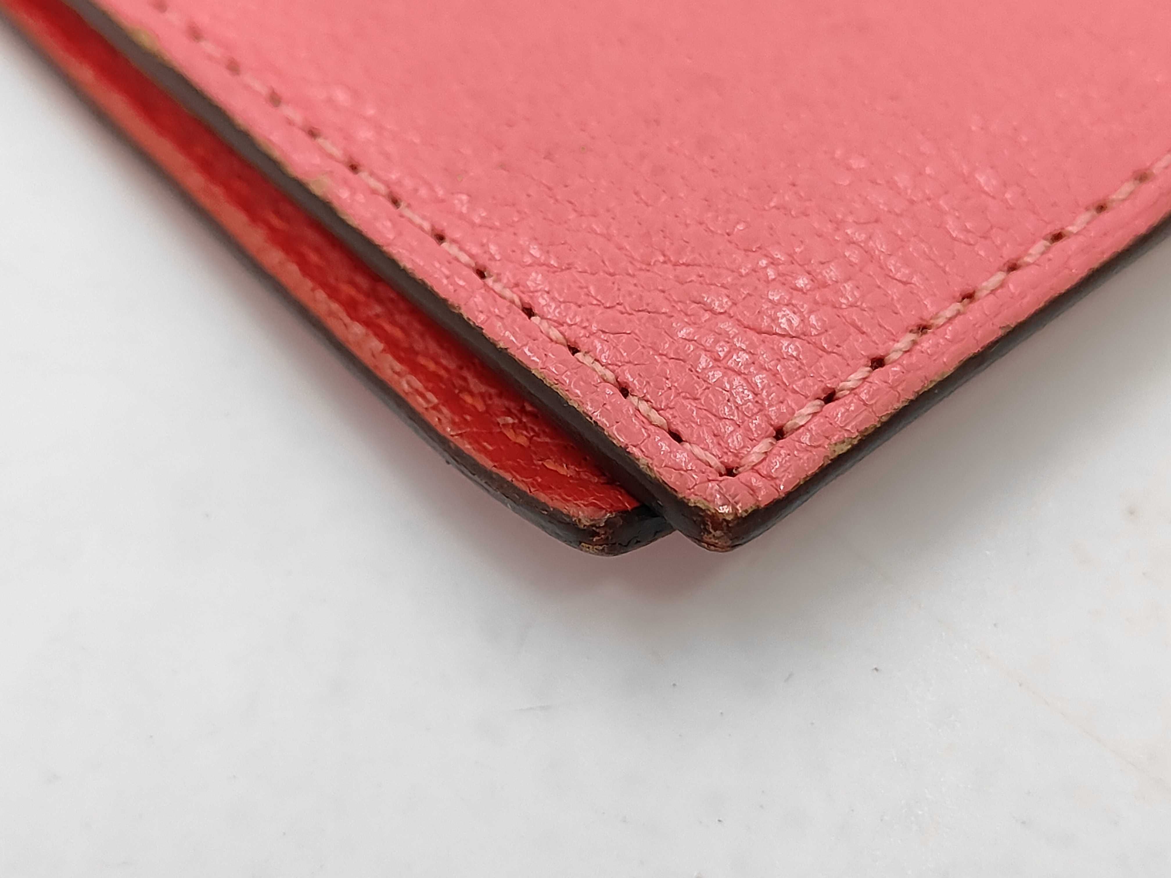 Agenda Vision Chevre leather notebook cover with silver hardware, pink and red, X stamp. — view 4