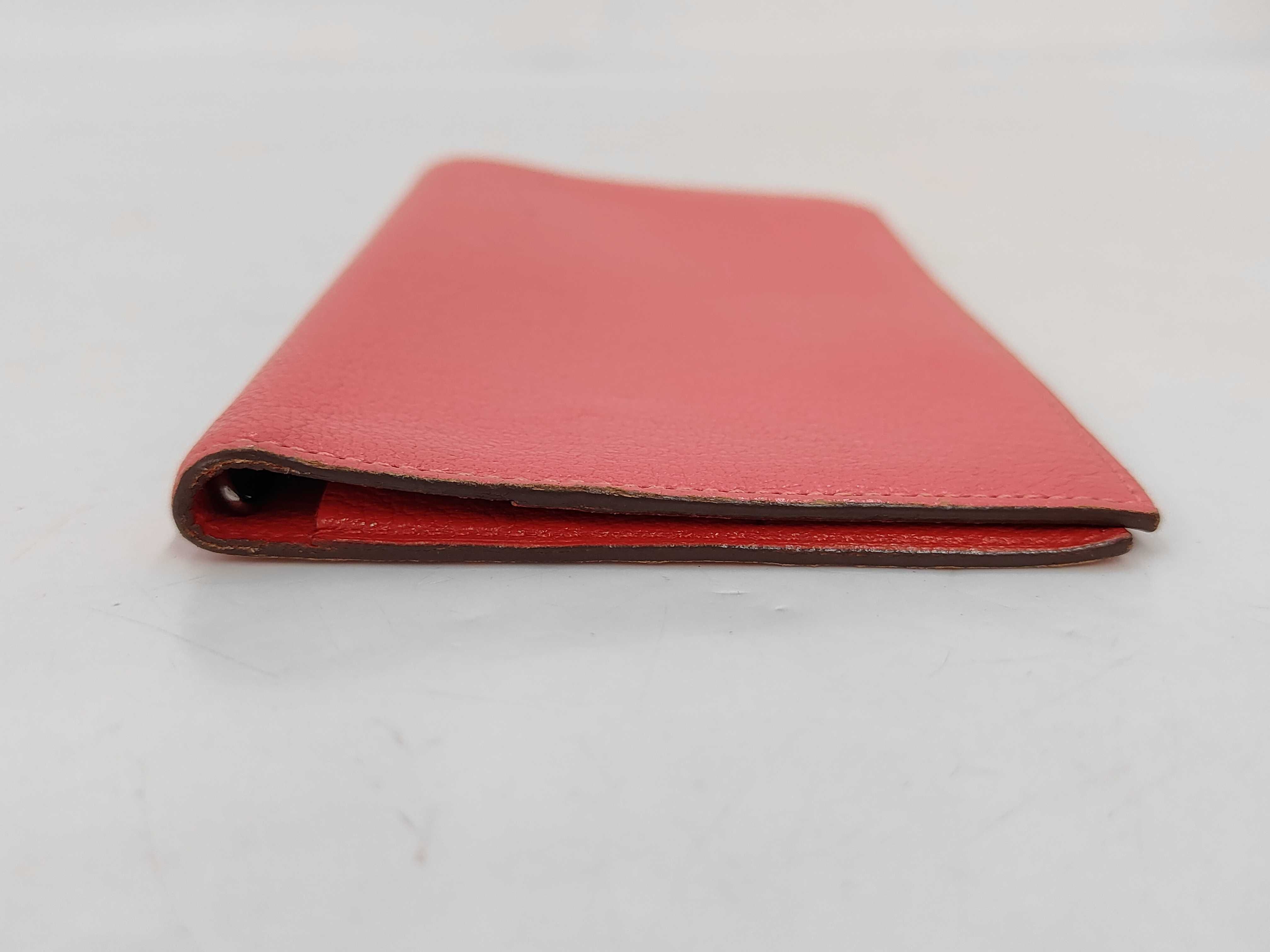 Agenda Vision Chevre leather notebook cover with silver hardware, pink and red, X stamp. — view 5