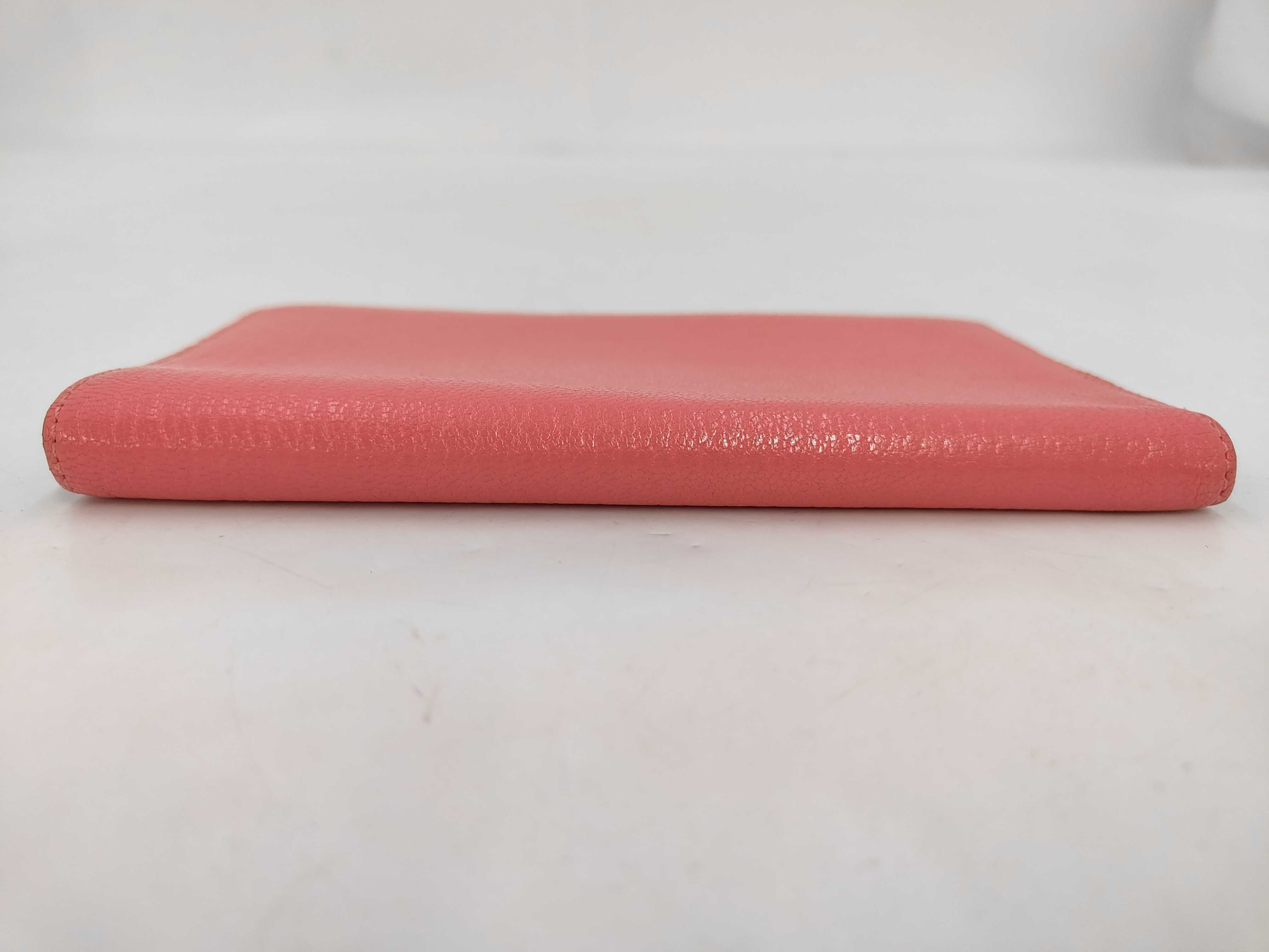 Agenda Vision Chevre leather notebook cover with silver hardware, pink and red, X stamp. — view 6