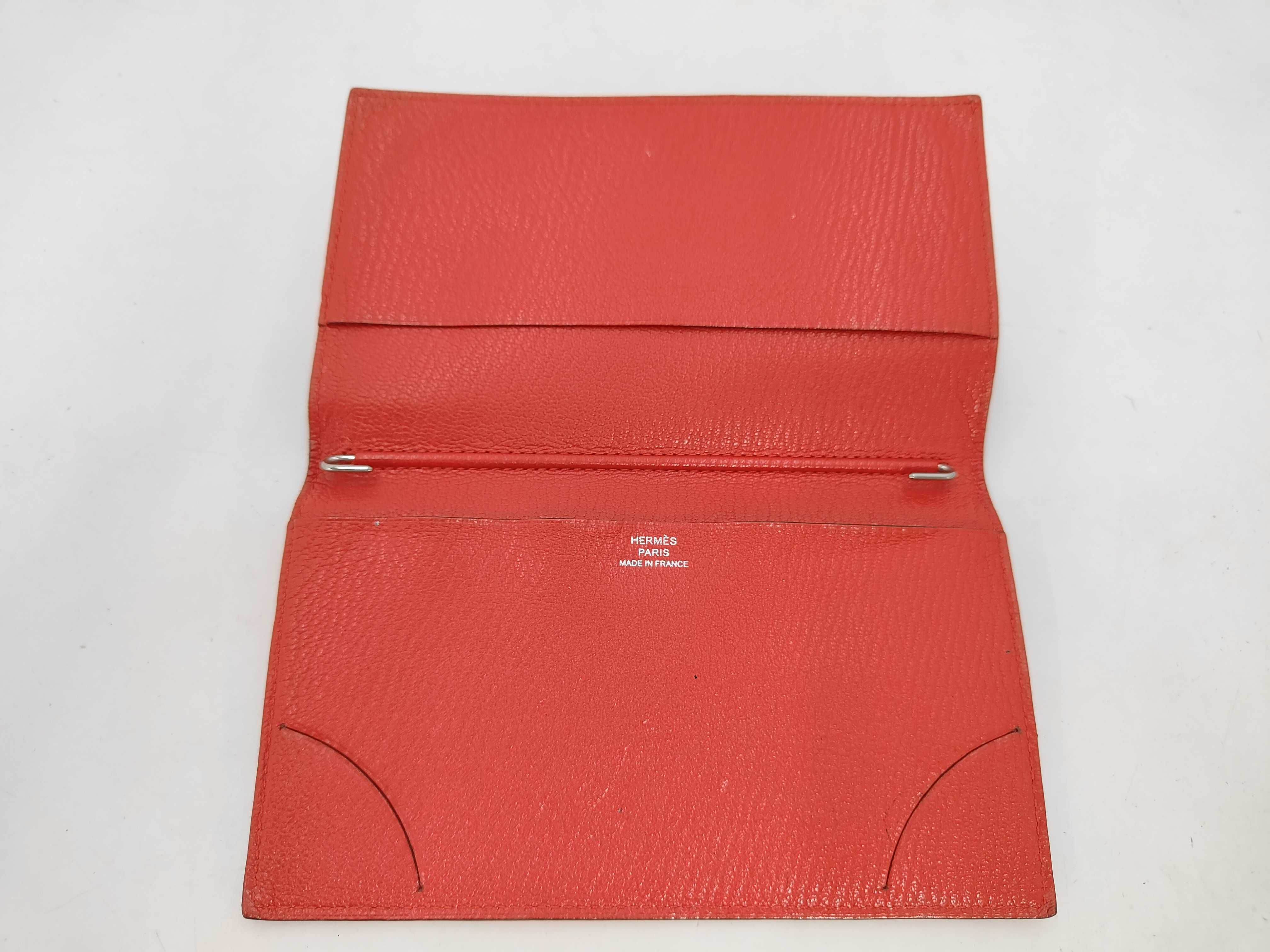 Agenda Vision Chevre leather notebook cover with silver hardware, pink and red, X stamp. — view 7