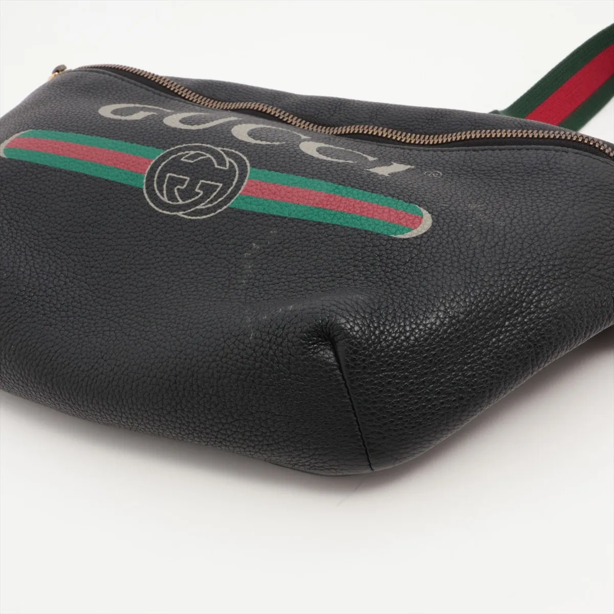 logo print leather body bag black 530412 — view 3