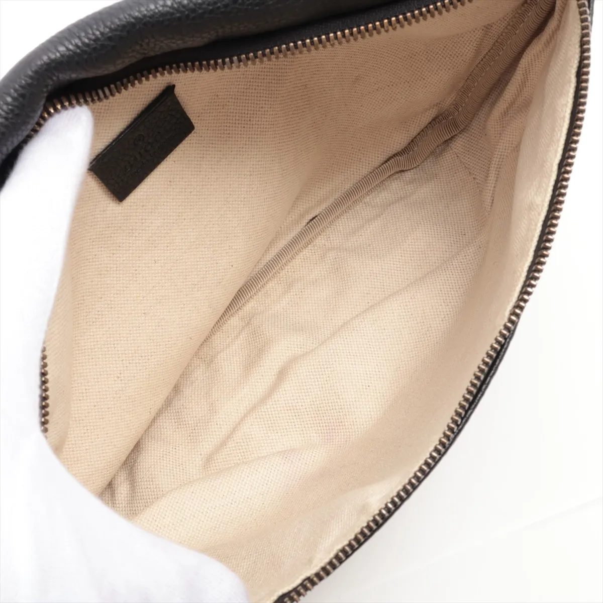 logo print leather body bag black 530412 — view 6