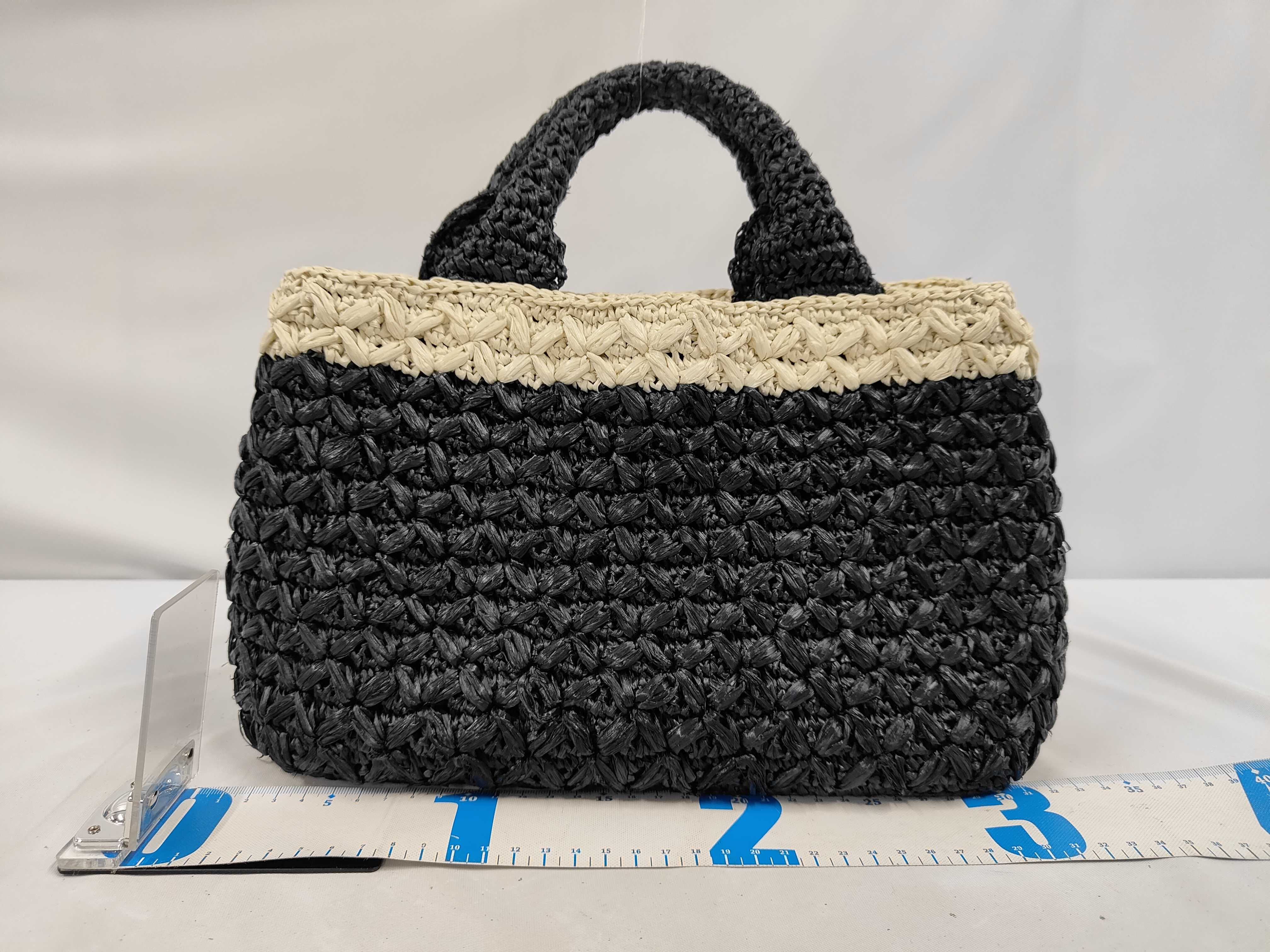 Canapa Raffia 2-Way Handbag, Black BN2889 — view 2