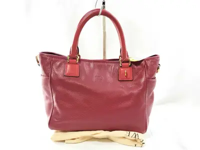 2-Way Leather Bag, Anagram Pattern, Red (Shoulder/Handbag)