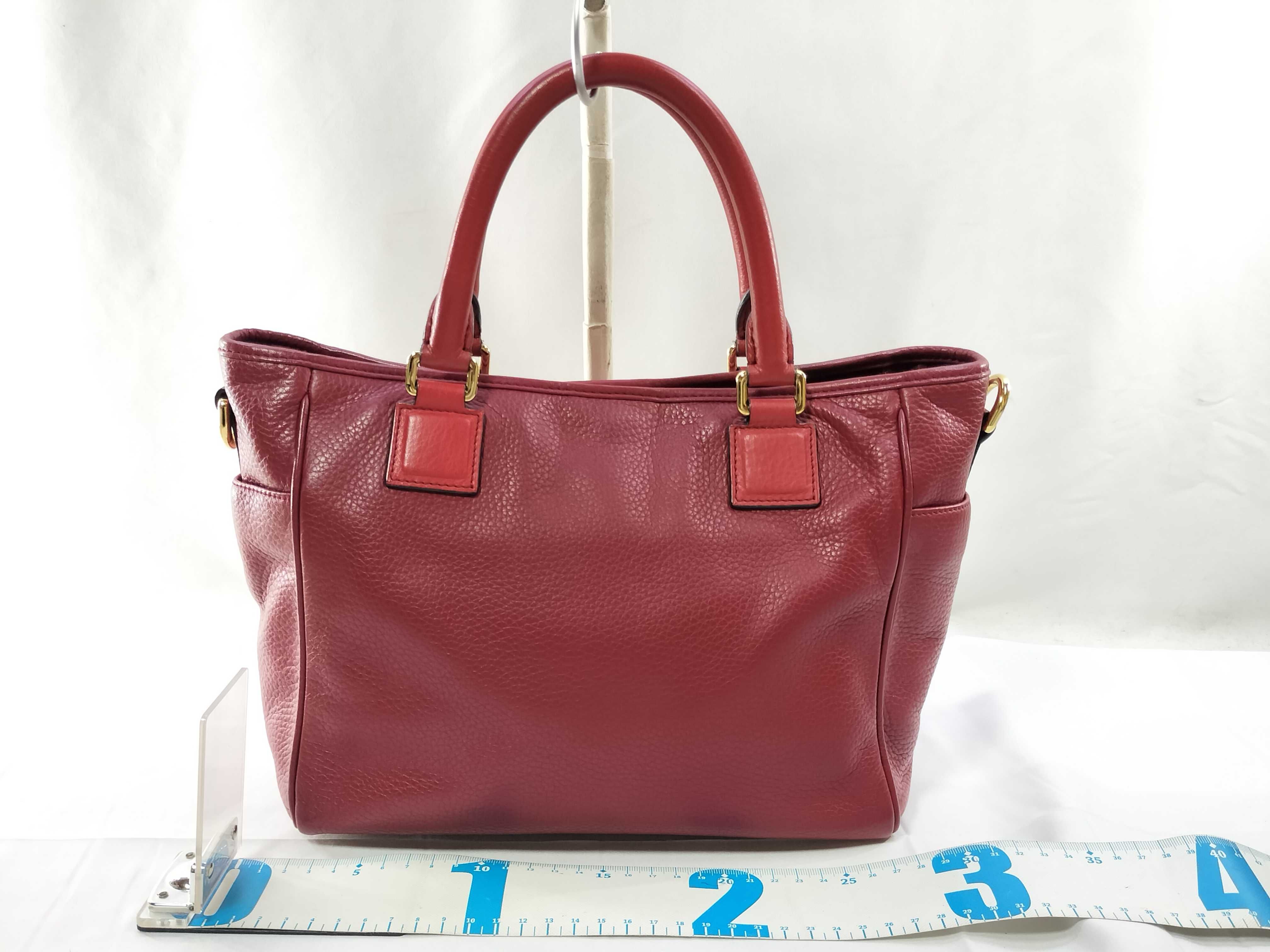 2-Way Leather Bag, Anagram Pattern, Red (Shoulder/Handbag) — view 2