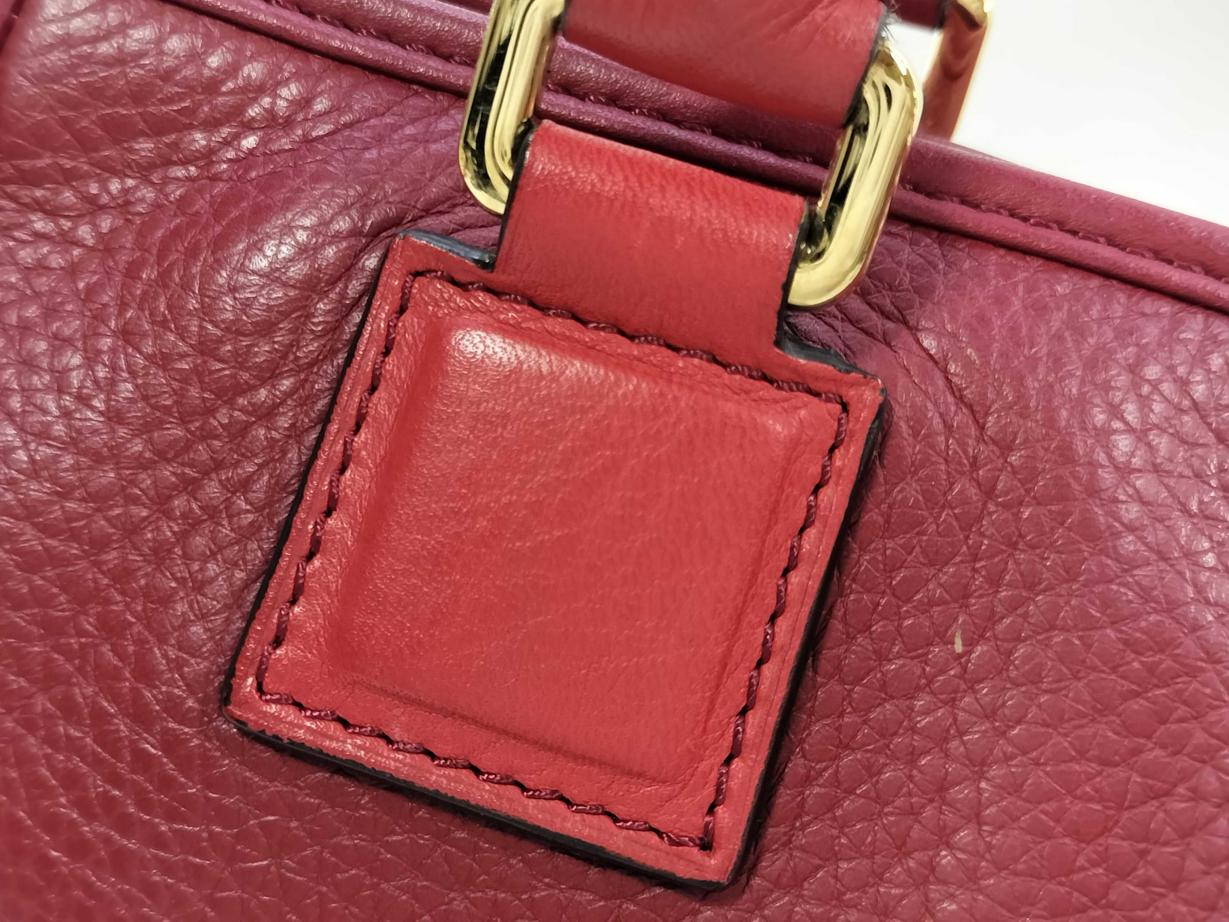 2-Way Leather Bag, Anagram Pattern, Red (Shoulder/Handbag) — view 3
