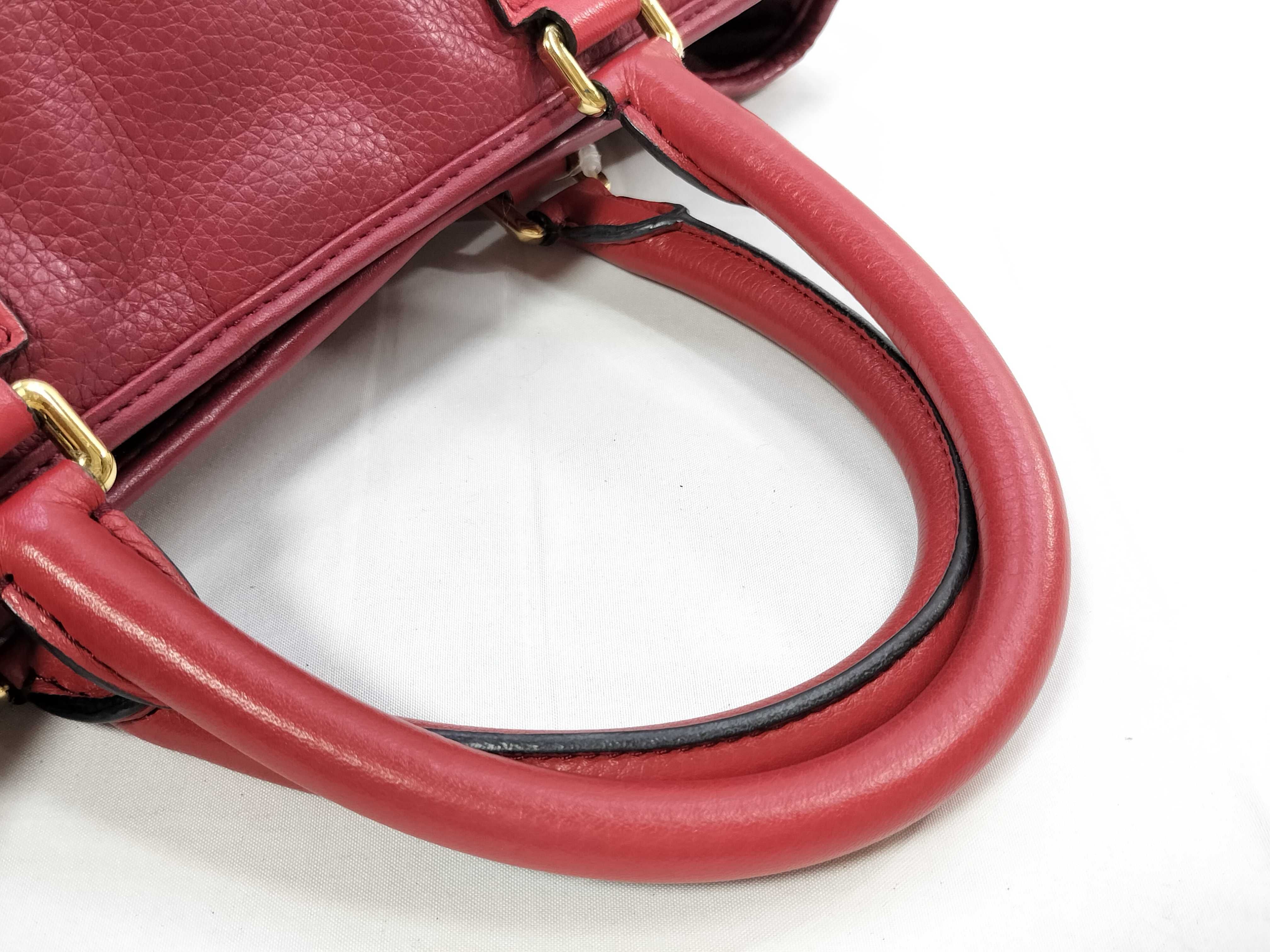 2-Way Leather Bag, Anagram Pattern, Red (Shoulder/Handbag) — view 4
