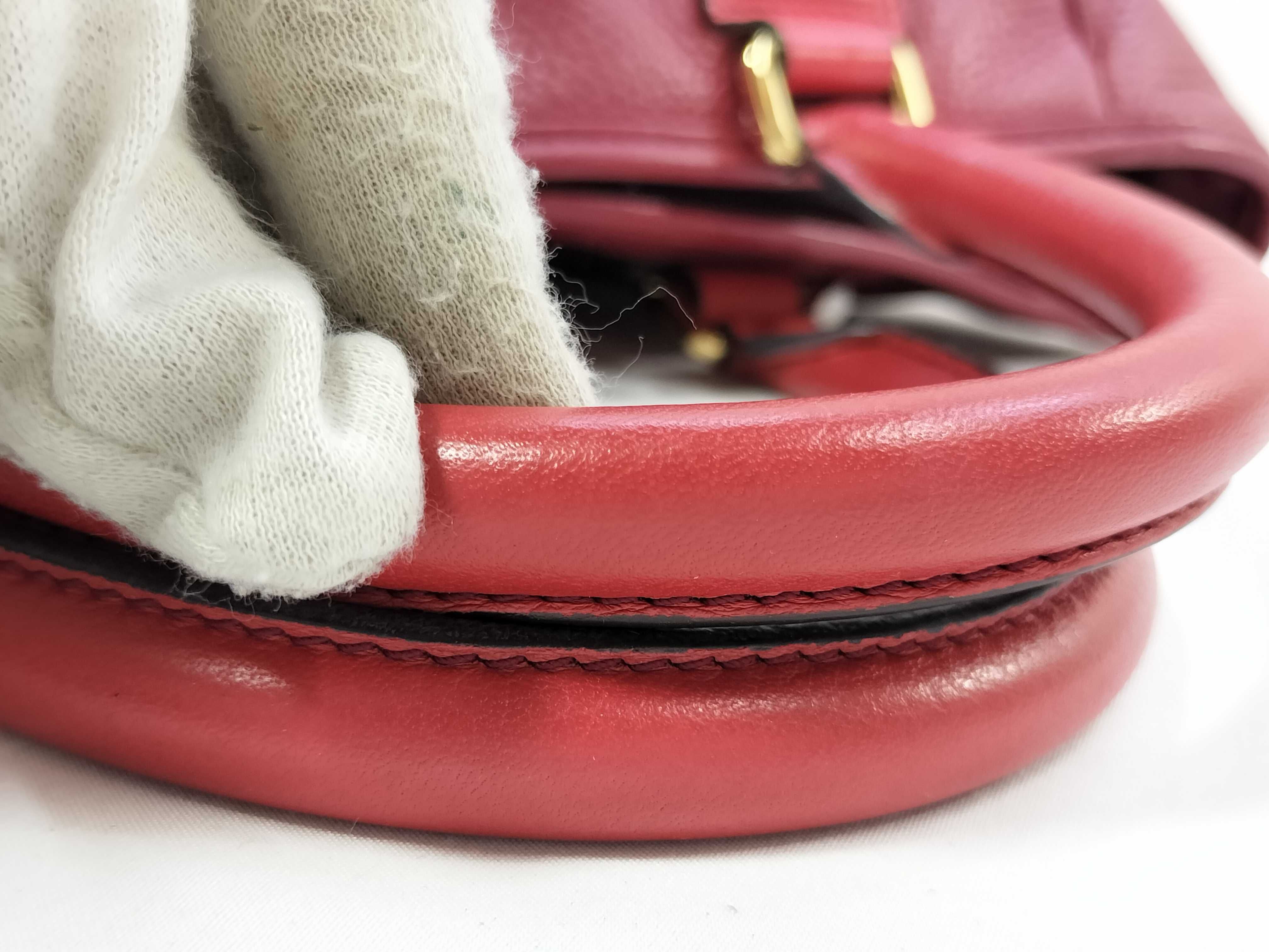 2-Way Leather Bag, Anagram Pattern, Red (Shoulder/Handbag) — view 5