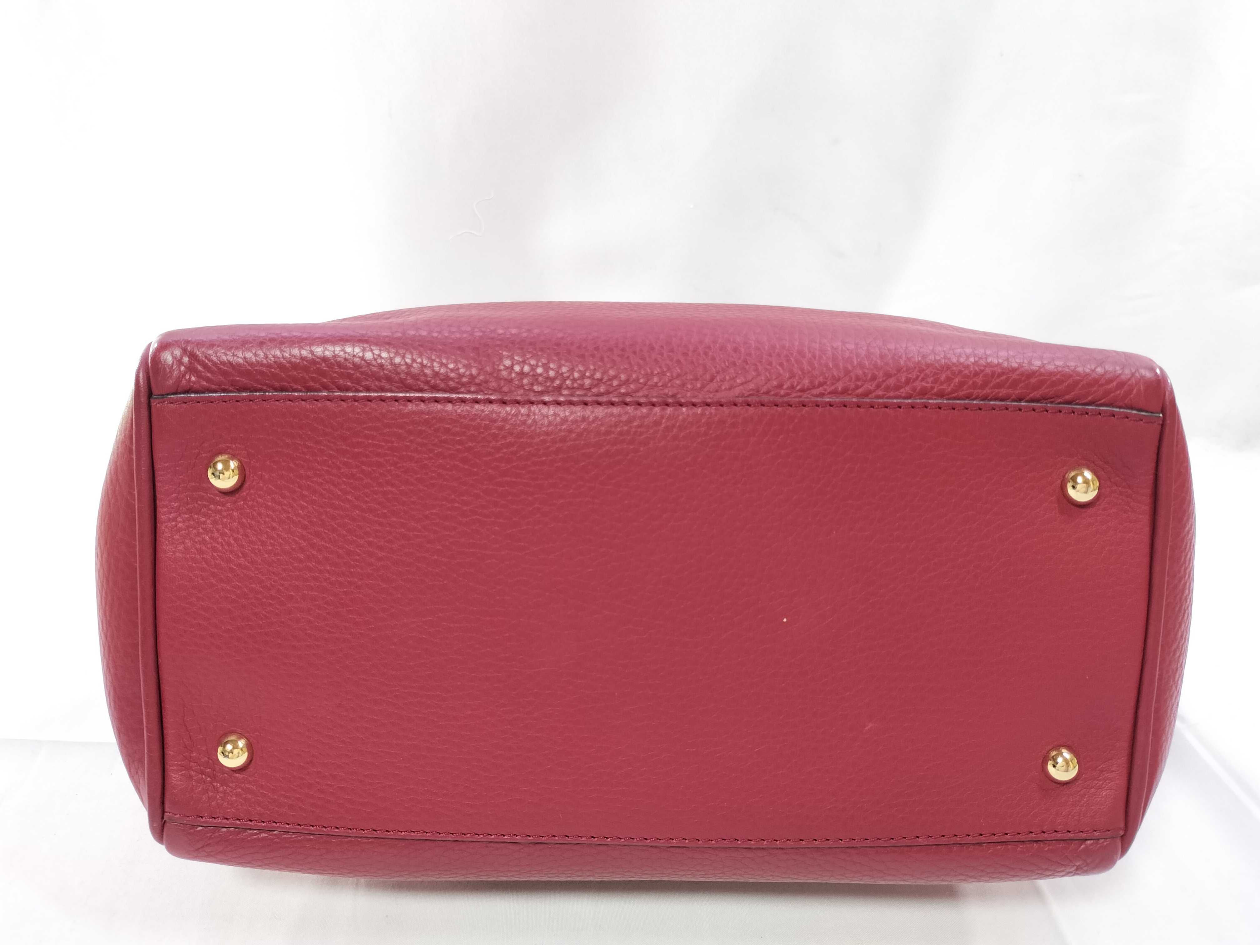 2-Way Leather Bag, Anagram Pattern, Red (Shoulder/Handbag) — view 6
