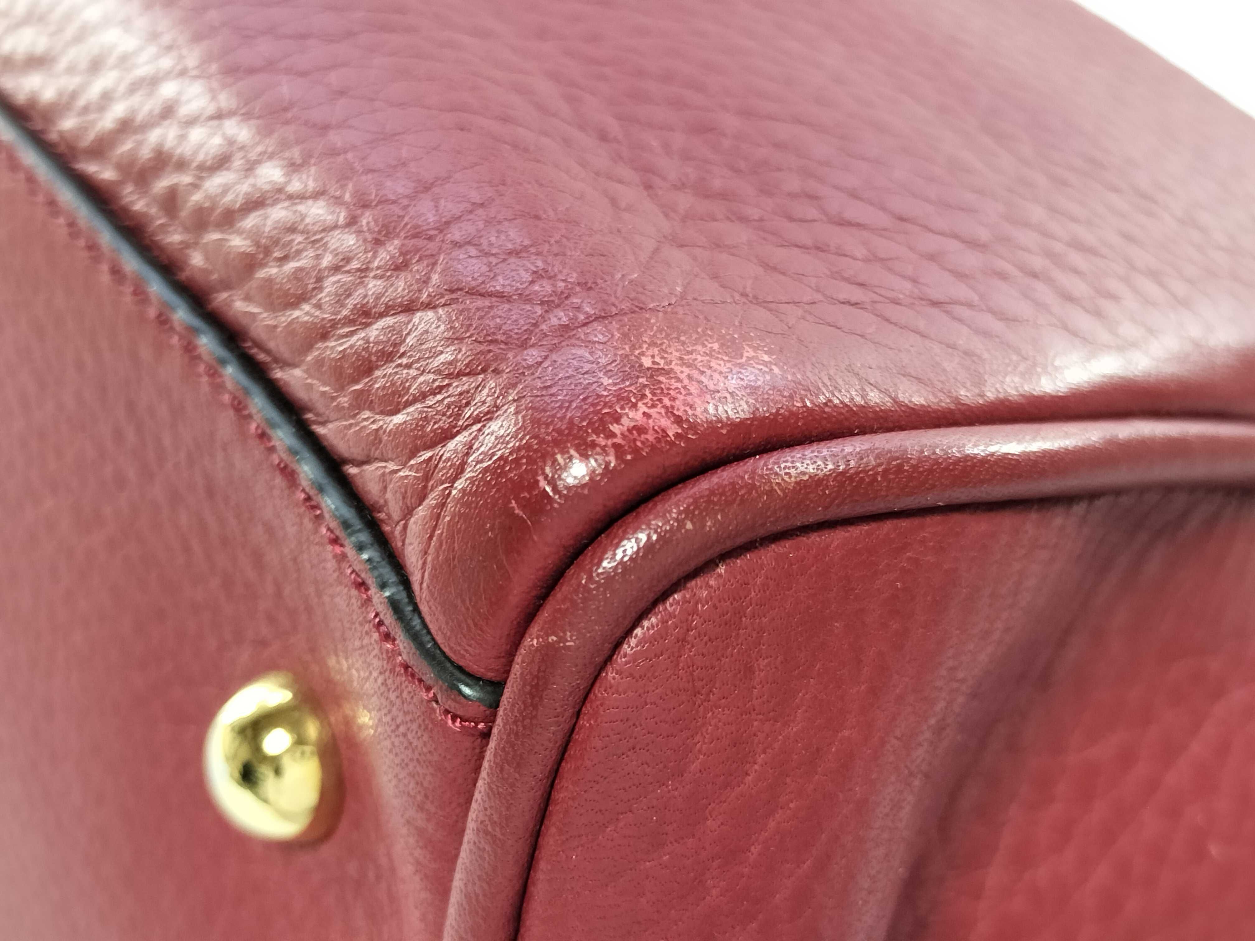 2-Way Leather Bag, Anagram Pattern, Red (Shoulder/Handbag) — view 7