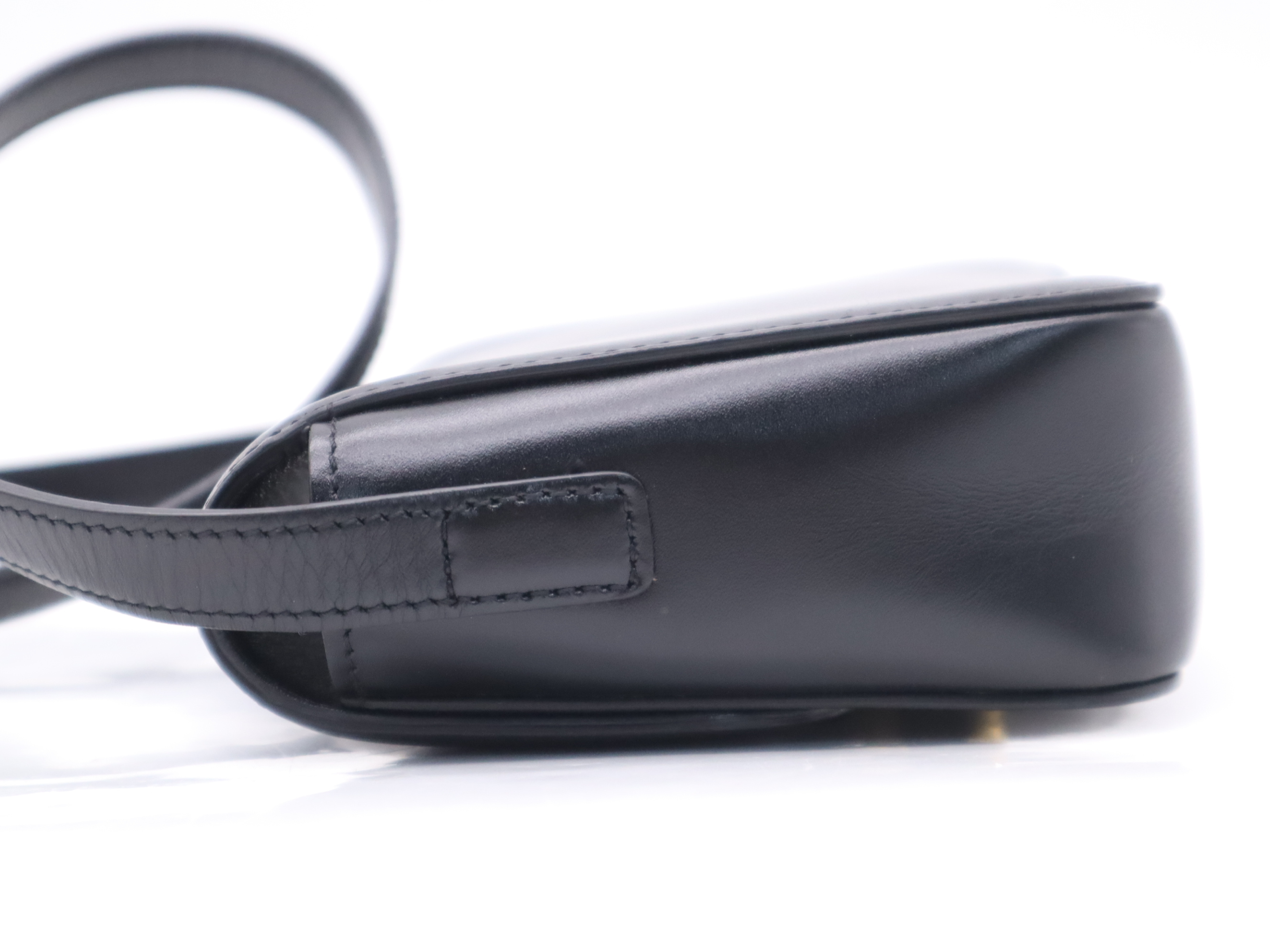 Leather Shiny Calfskin Teen Triomphe Shoulder Bag Black Gold Hardware Shoulder Bag — view 3