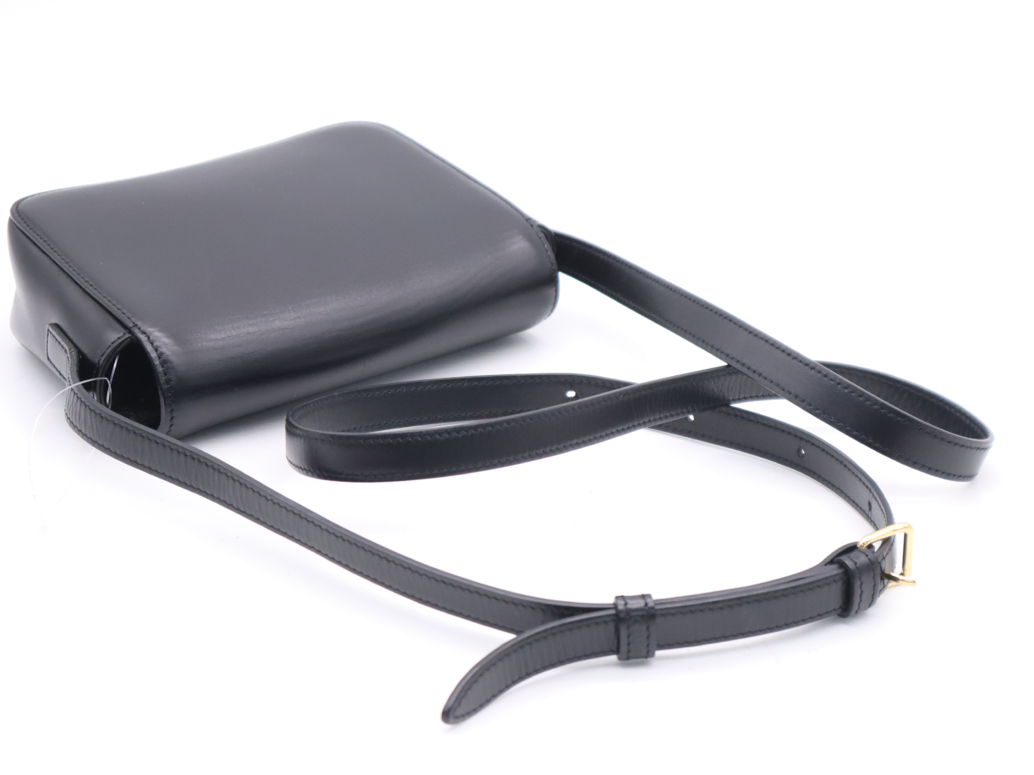Leather Shiny Calfskin Teen Triomphe Shoulder Bag Black Gold Hardware Shoulder Bag — view 6