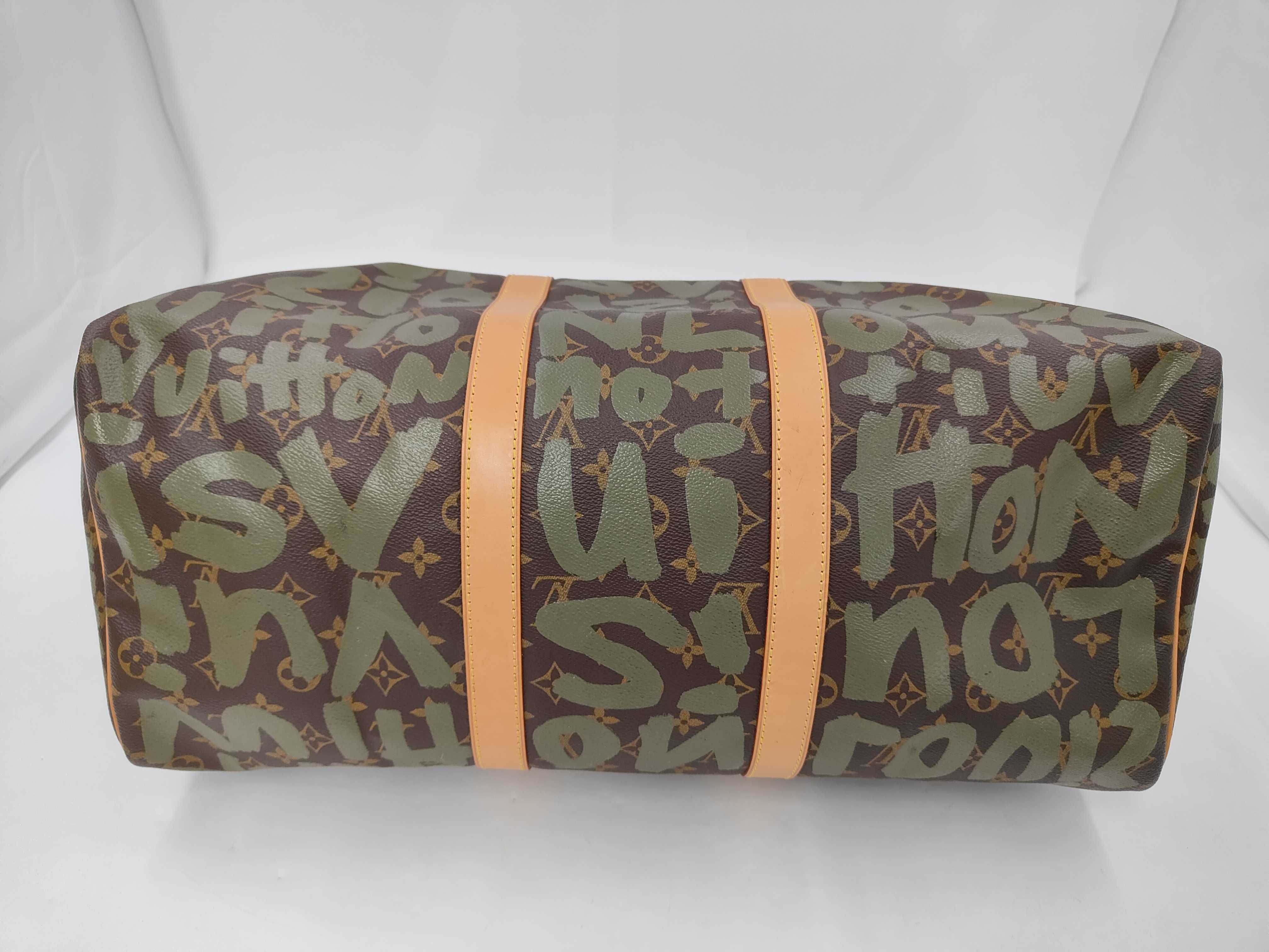 M92196 Monogram Graffiti Keepall 50 Khaki Boston Bag — view 3