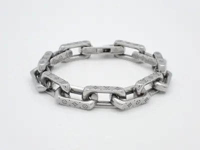 Monogram bracelet with chain, silver, wrist circumference approximately 17cm