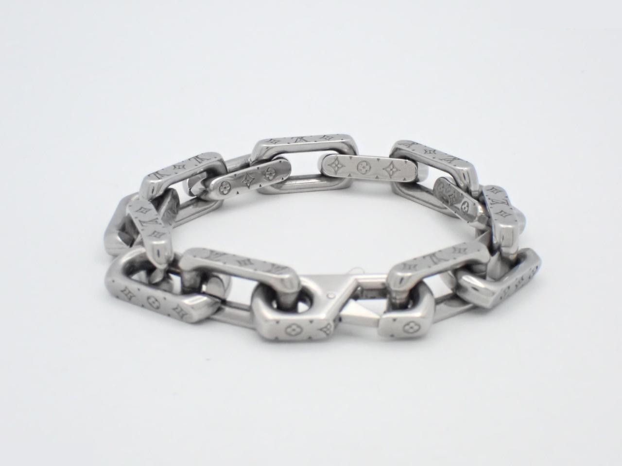 Monogram bracelet with chain, silver, wrist circumference approximately 17cm — view 2