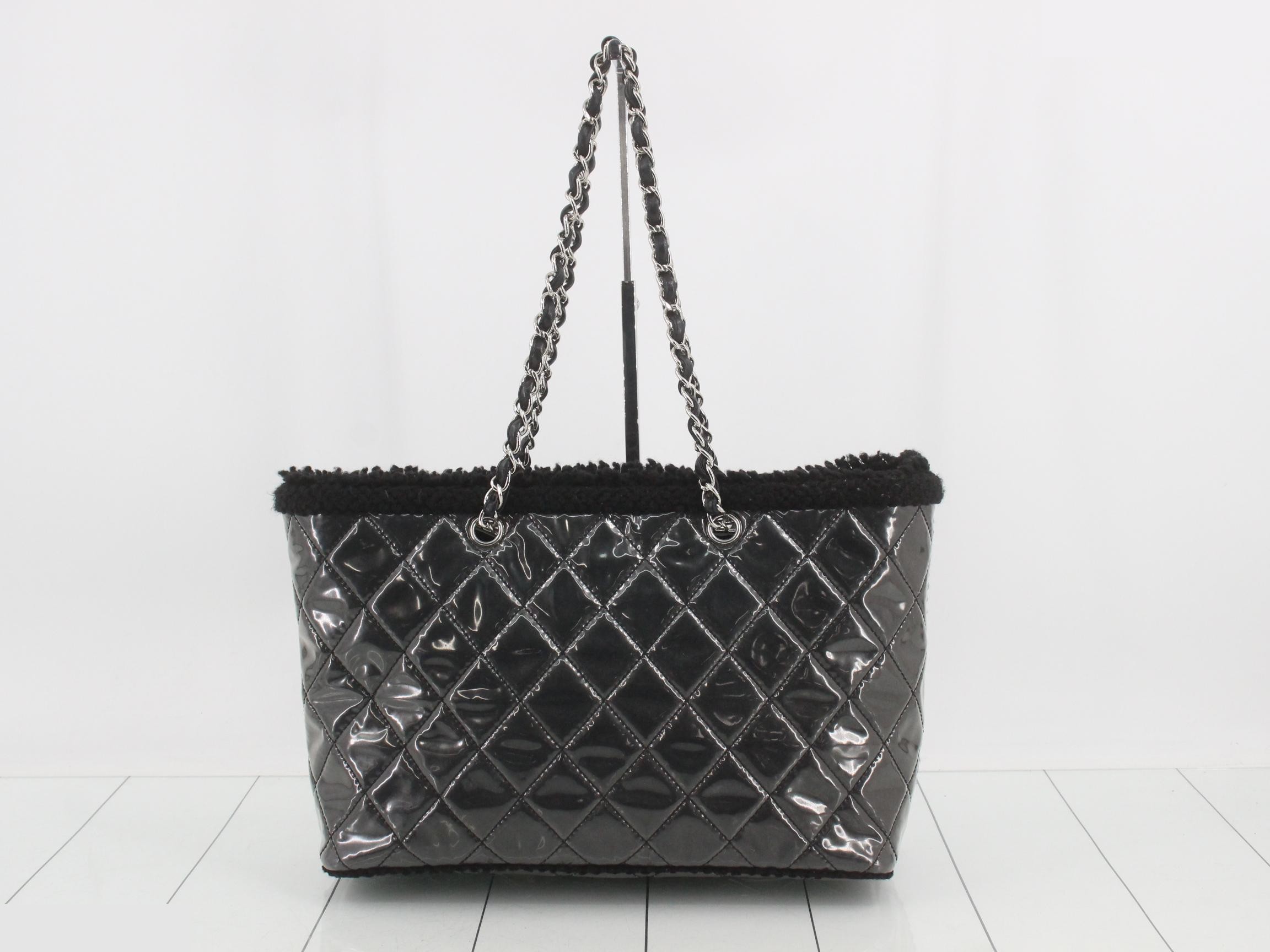 Coco Mark Patent Toile Chain Tote Bag 12976333 — view 2